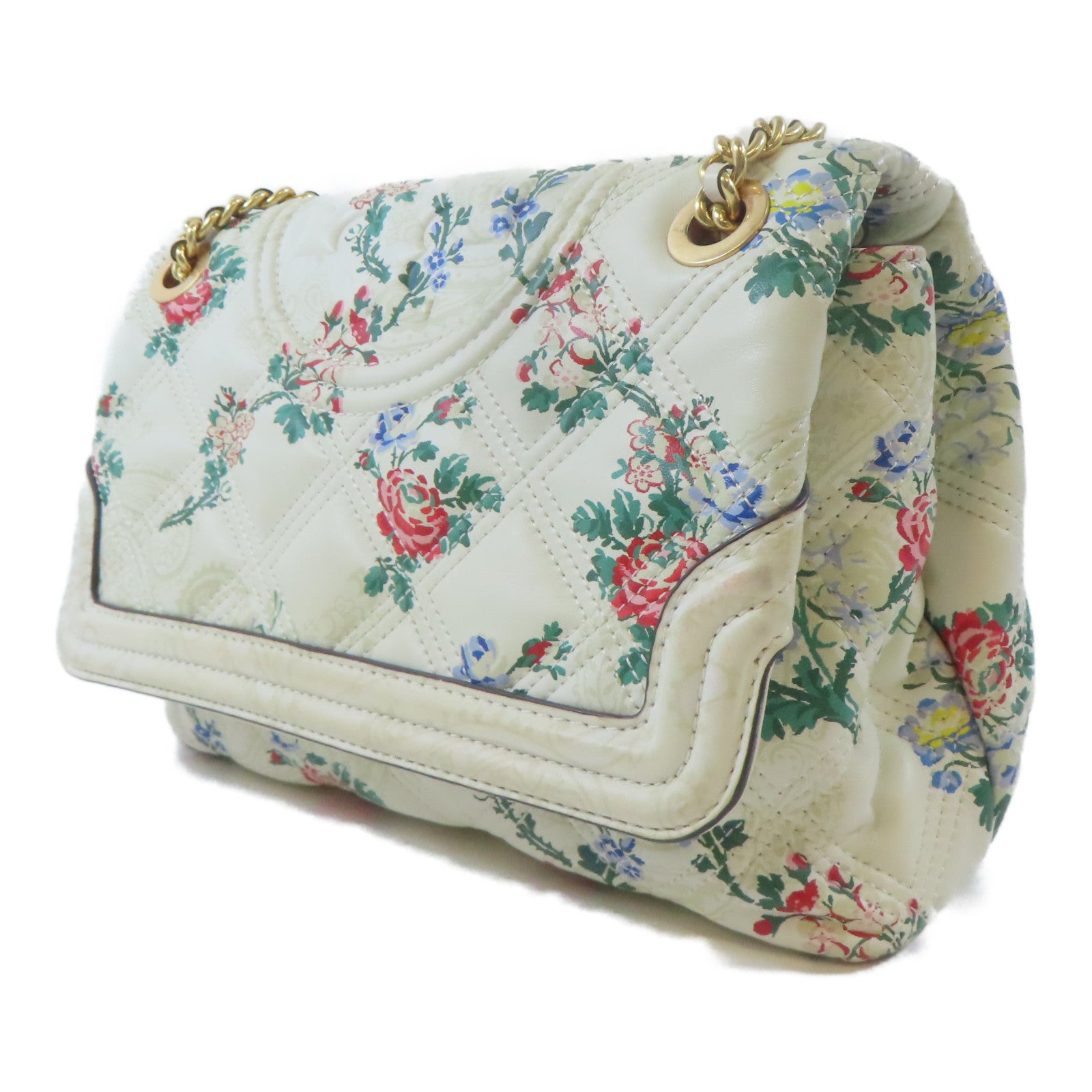 Tory Burch 【激減優惠】牛皮皮革Chain Shoulder Bag金扣鏈帶肩背袋白色