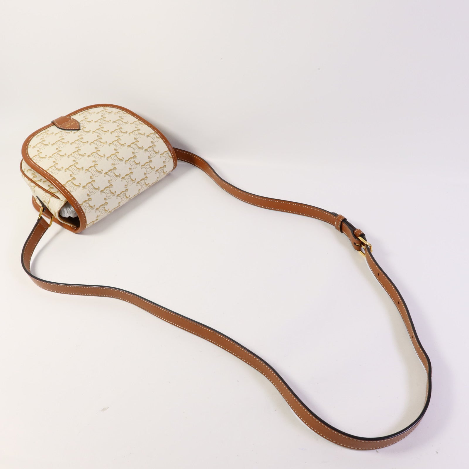 CELINE 塗層帆布Folco金扣肩背袋