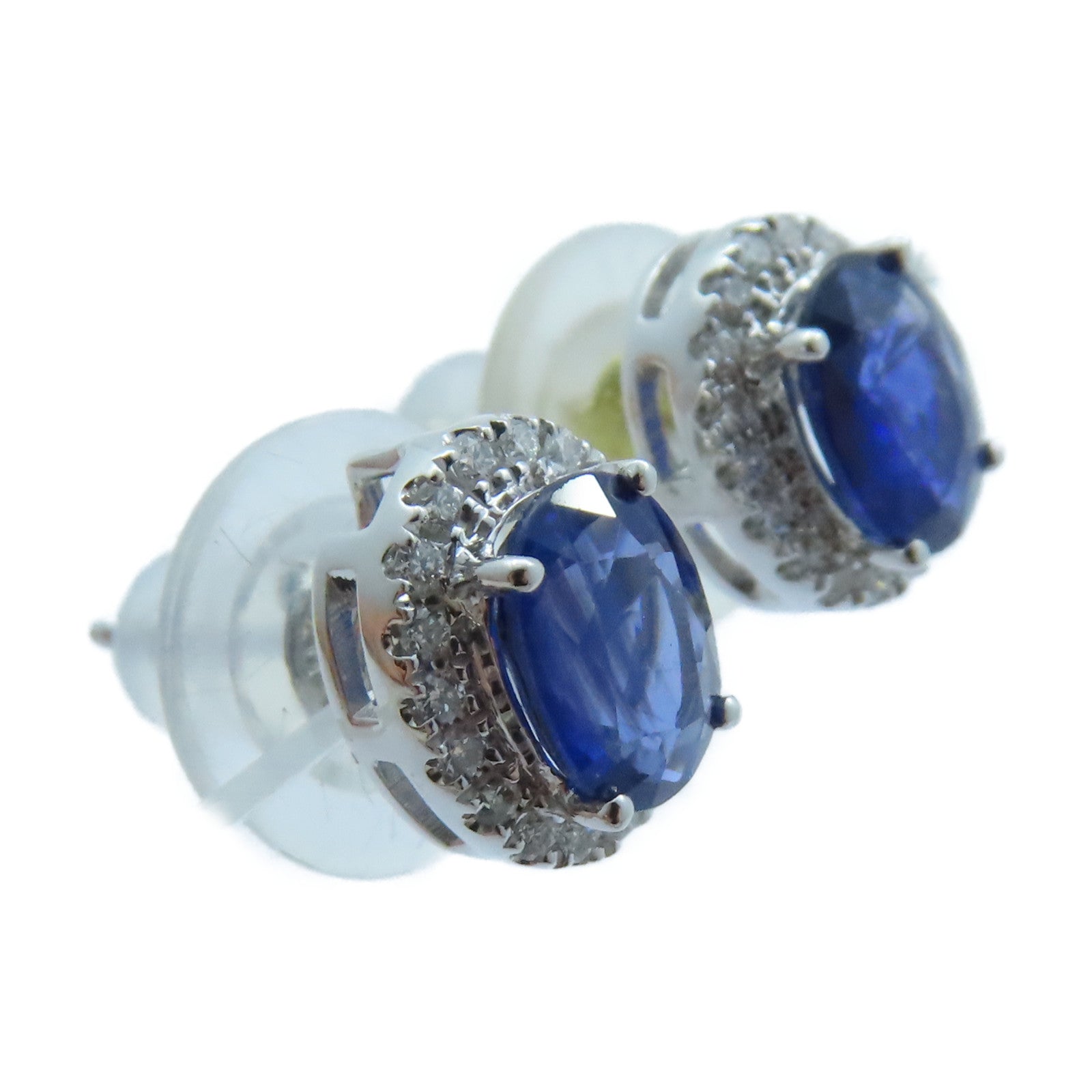 JEWELRY 18K白金 Blue Sapphire Earrings 0.75ct藍寶石/0.81ct鑽石耳環
