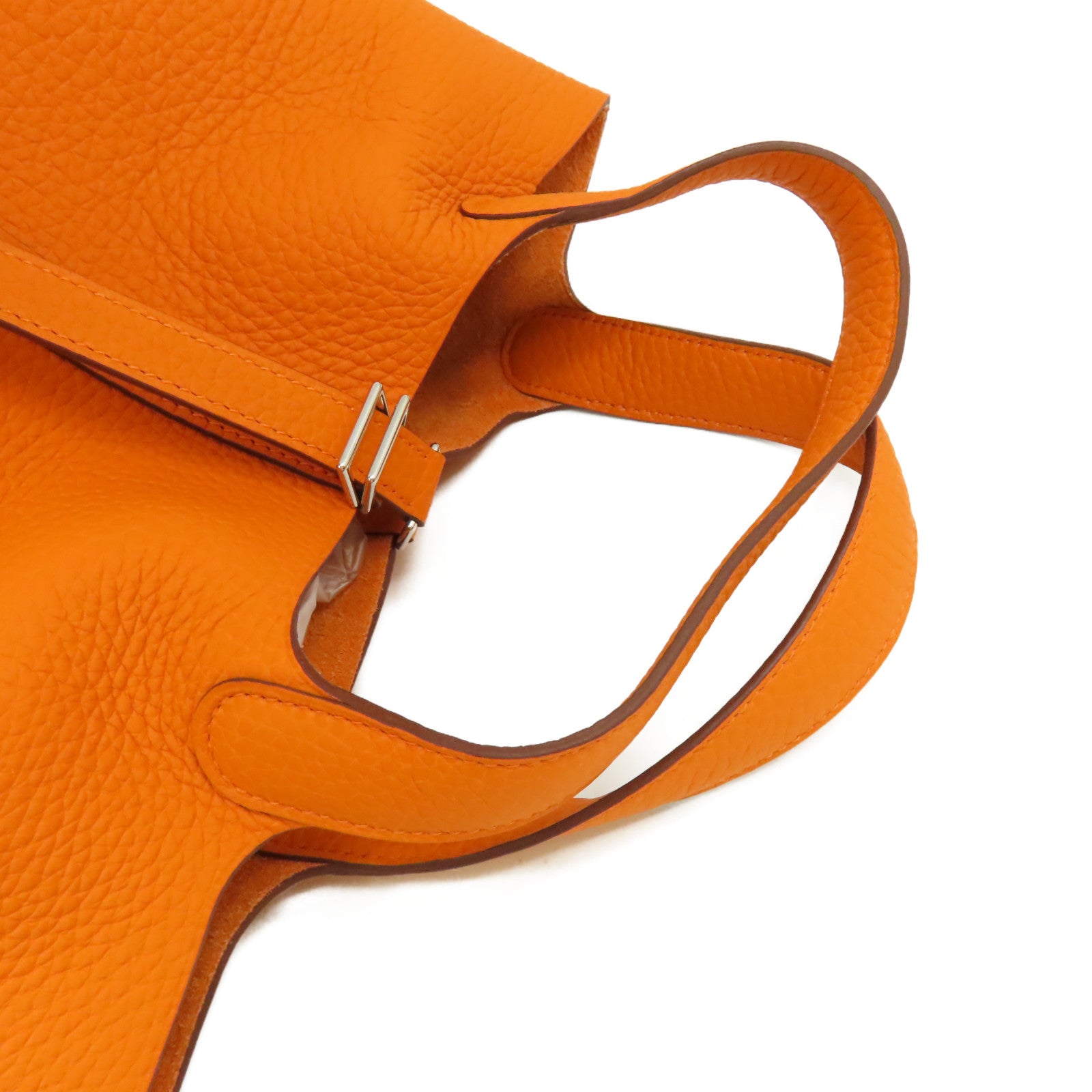 HERMES 【清倉大減價】Clemence皮革Picotin PM Tote Bag銀扣手挽袋橙色