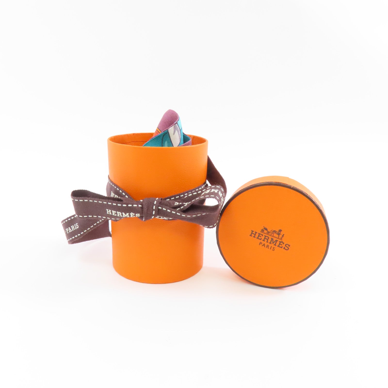 HERMES 絲質Twilly絲巾粉色/綠色