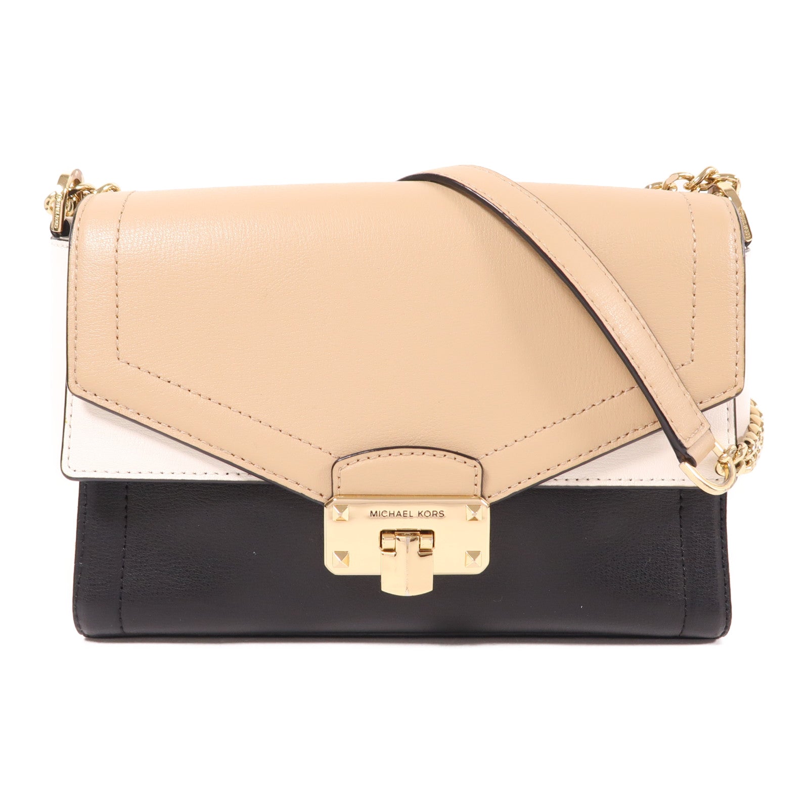 Michael Kors 牛皮皮革Chain Shoulder金扣鏈帶肩背袋