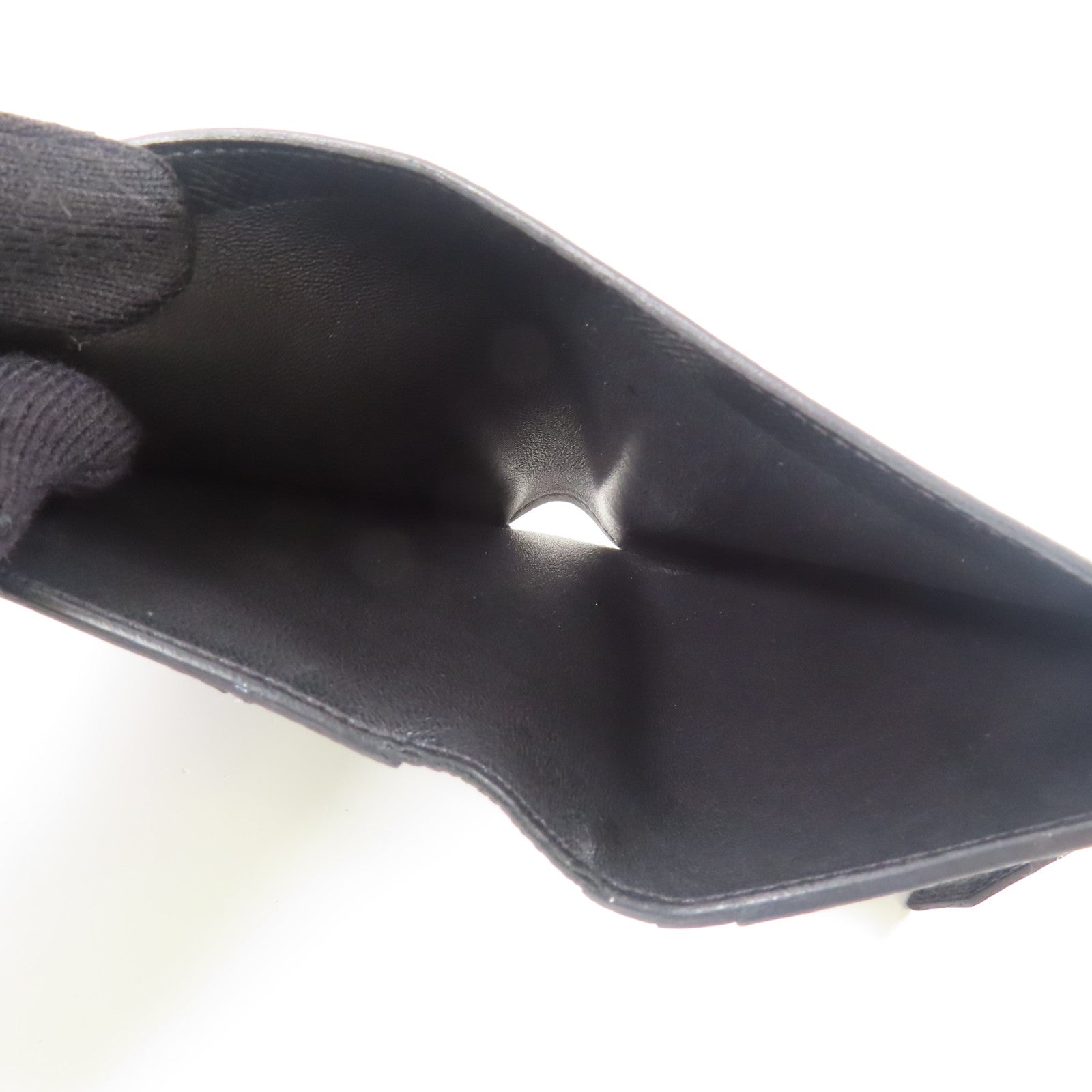 HERMES 【激減優惠】Epsom皮革/Alligator皮革Bearn Compact銀扣錢包Noir