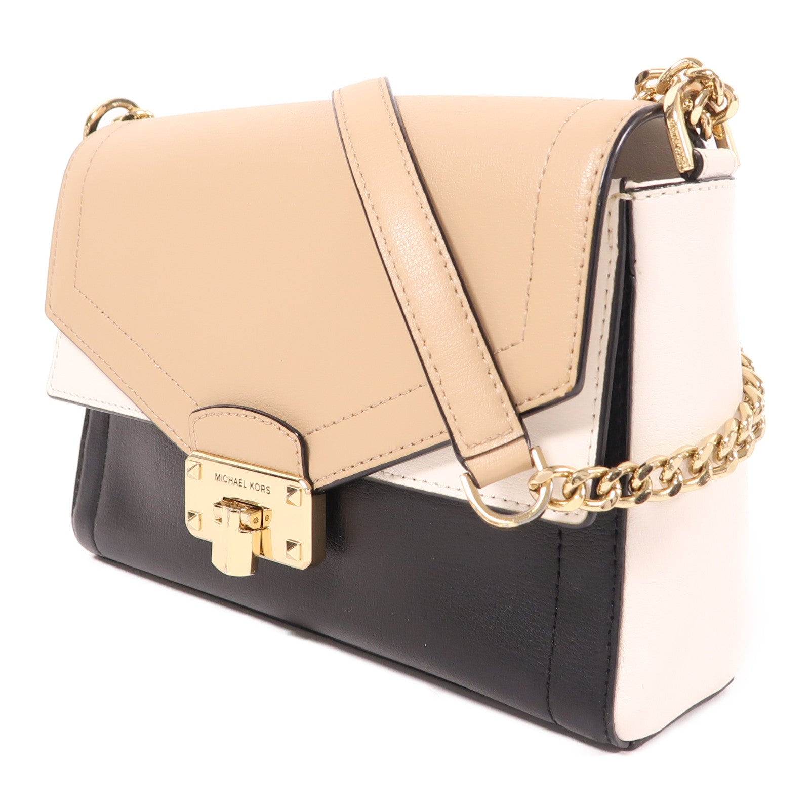 Michael Kors 牛皮皮革Chain Shoulder金扣鏈帶肩背袋