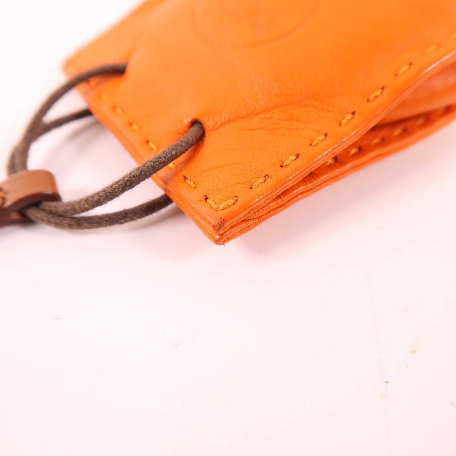 HERMES Swift皮革Bag Charm掛飾Orange