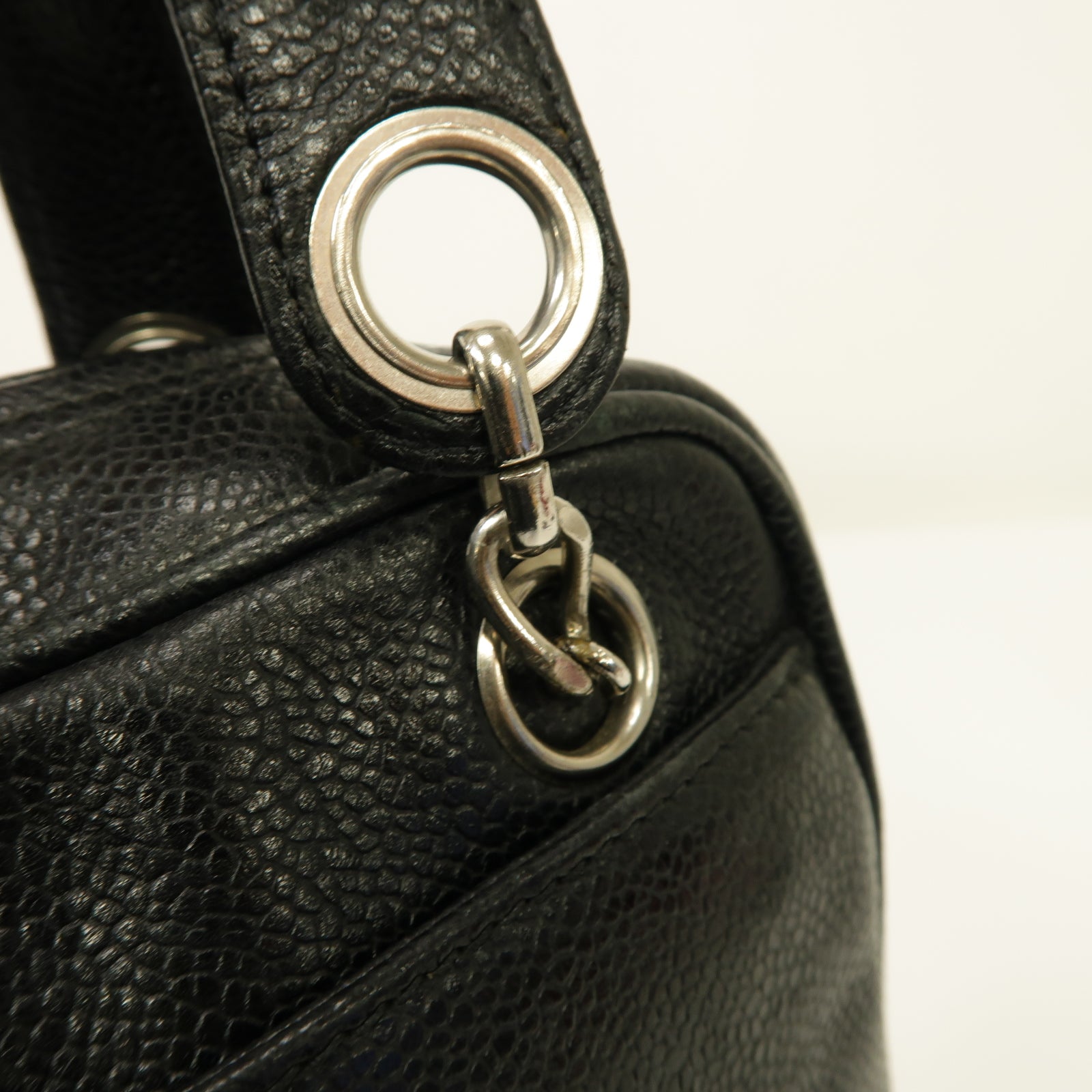 CHANEL 牛皮皮革Shoulder Bag銀扣肩背袋黒色