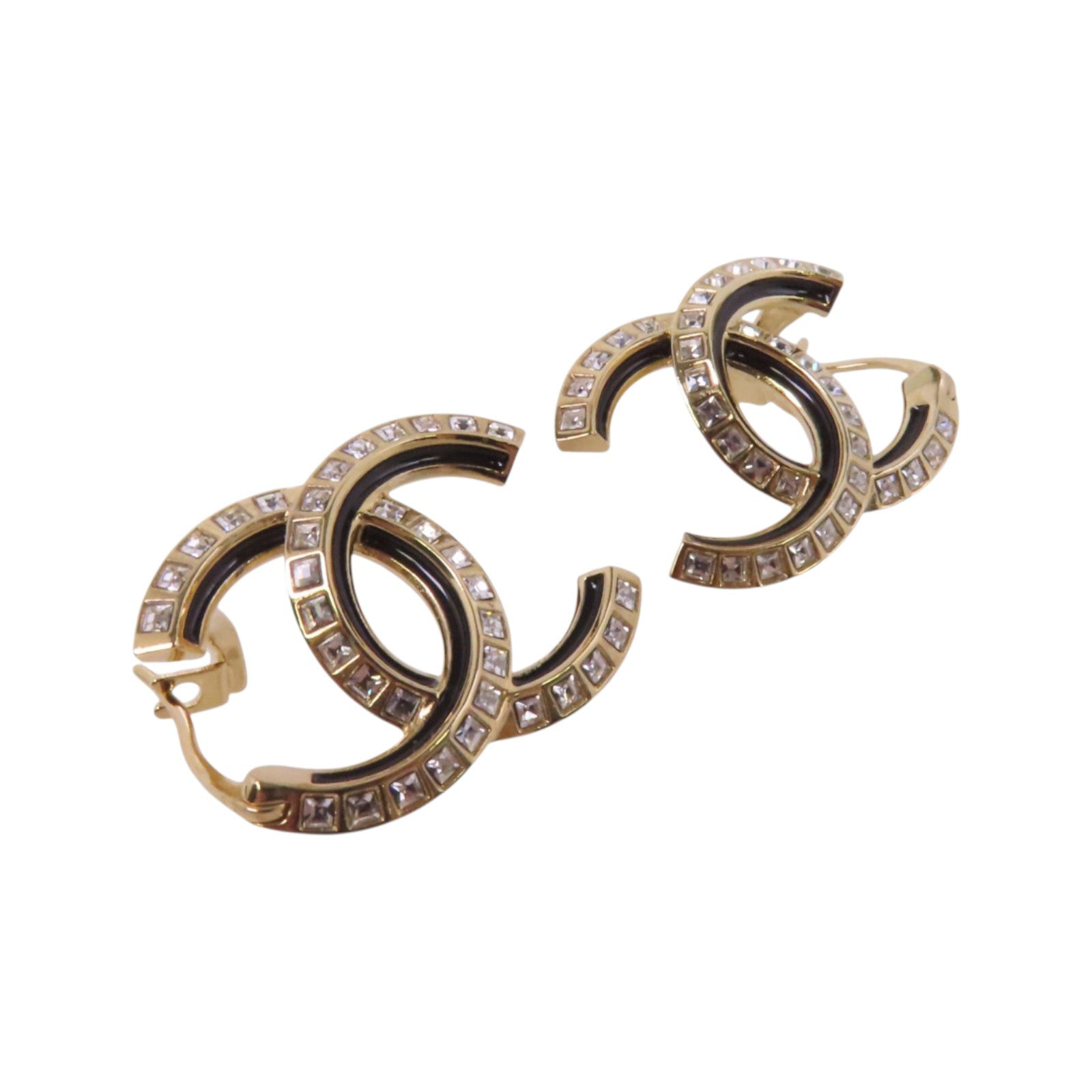CHANEL 金屬/水鑽CC Earrings金扣耳環