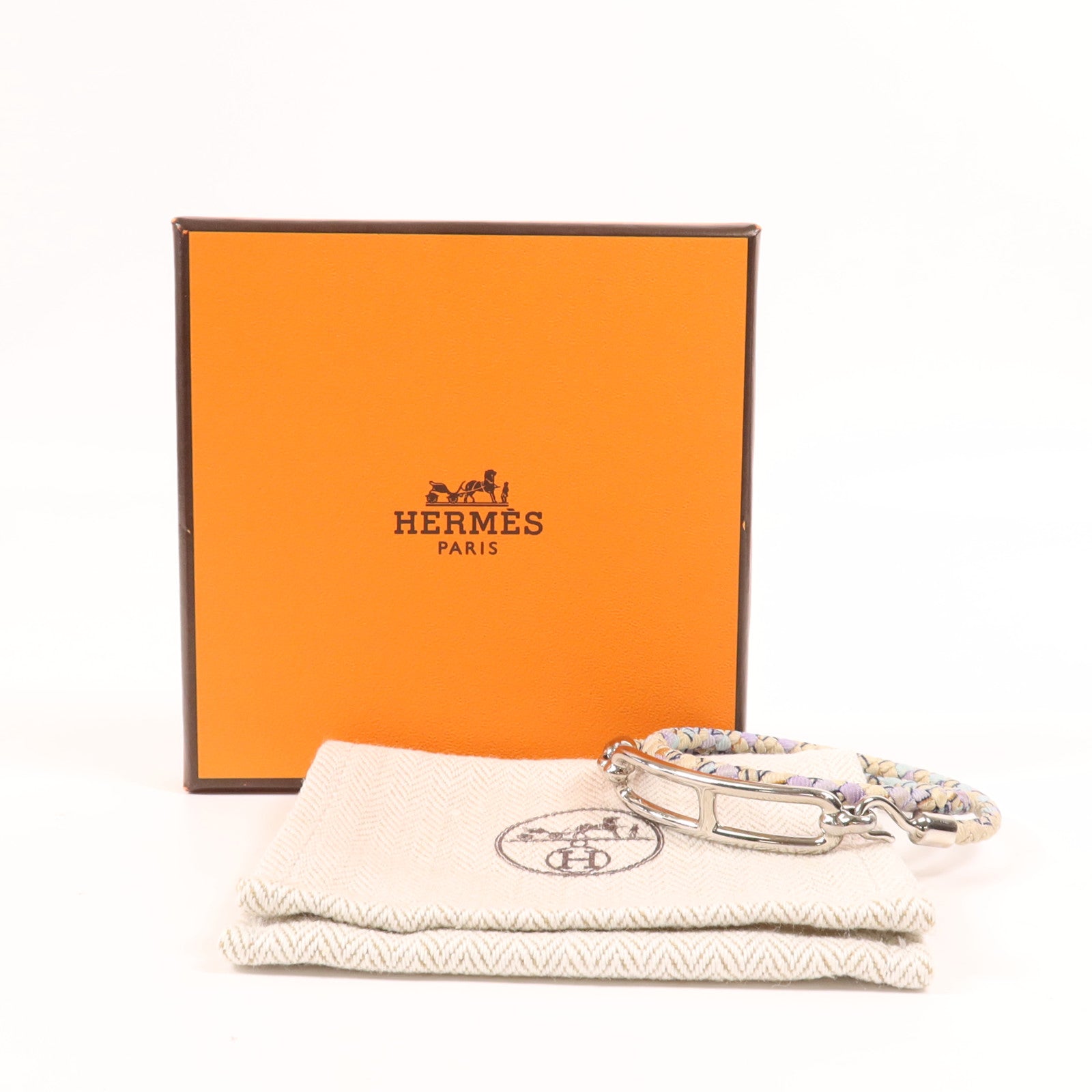 HERMES 金屬Roulis Double Tour絲綢手鏈