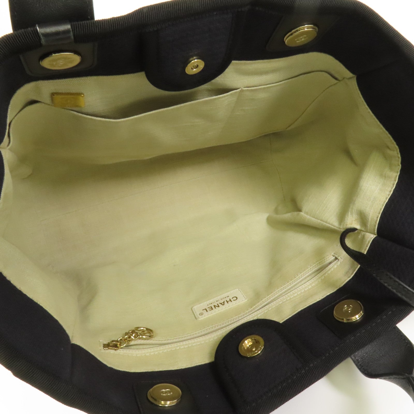 CHANEL 帆布Deauville Tote金扣手挽肩背兩用袋