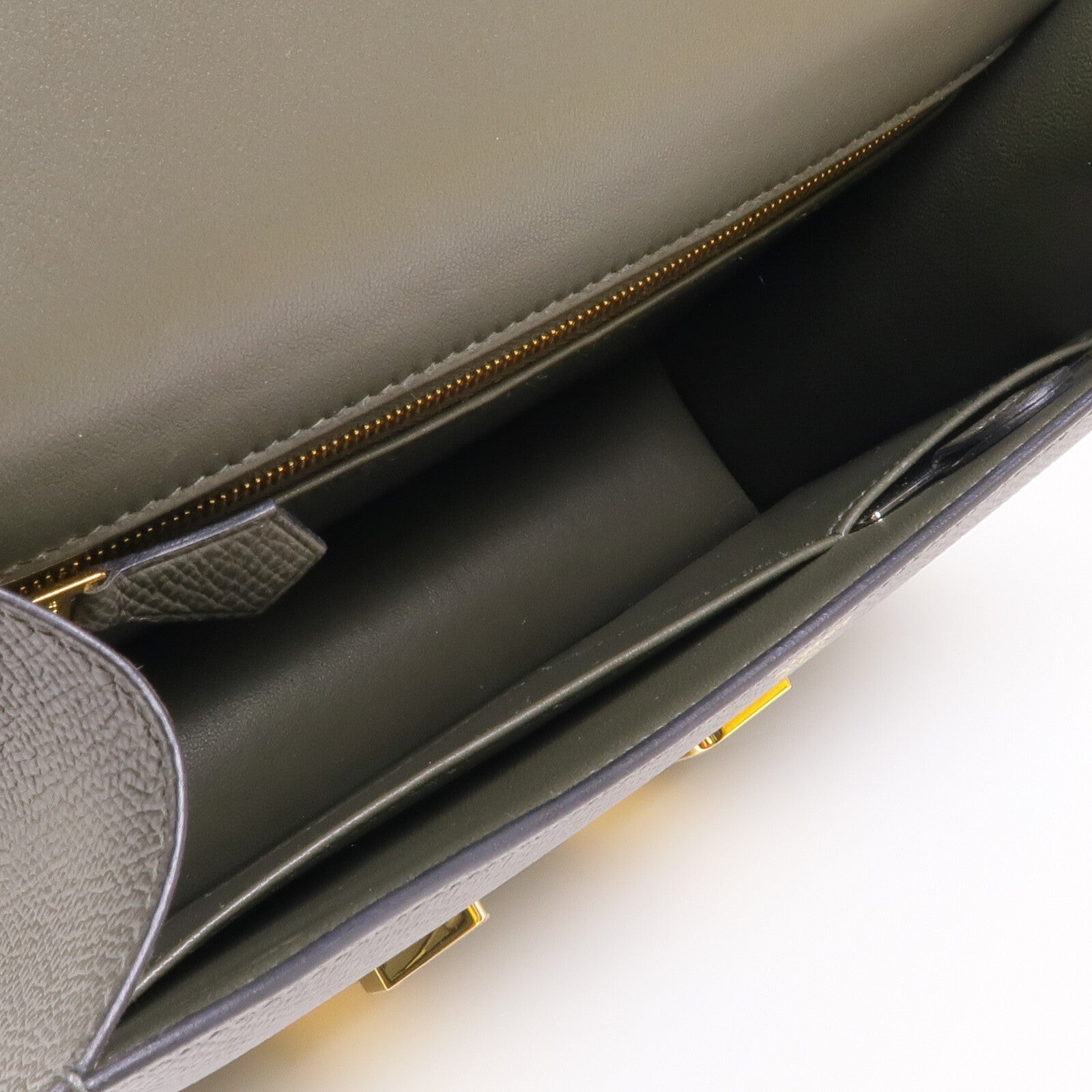 HERMES Epsom皮革Constance 24金扣肩背袋Vert De Gris