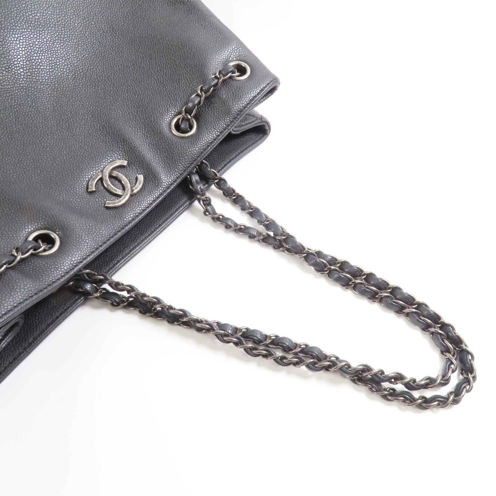 CHANEL 牛皮皮革Shoulder Bag銀扣肩背袋