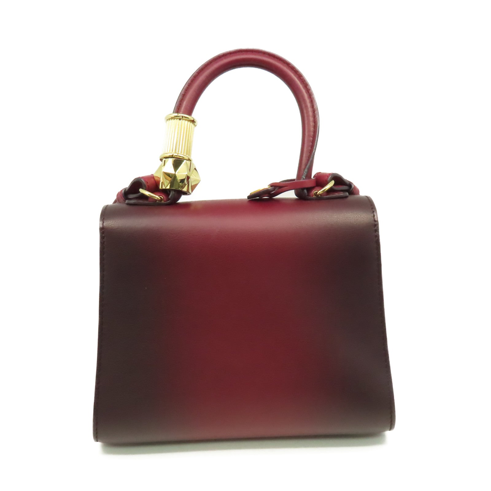 SELECTION 【激減優惠】牛皮皮革Delvaux Mini Brillant 2Way Shoulder Bag金扣手挽肩背兩用袋酒紅色