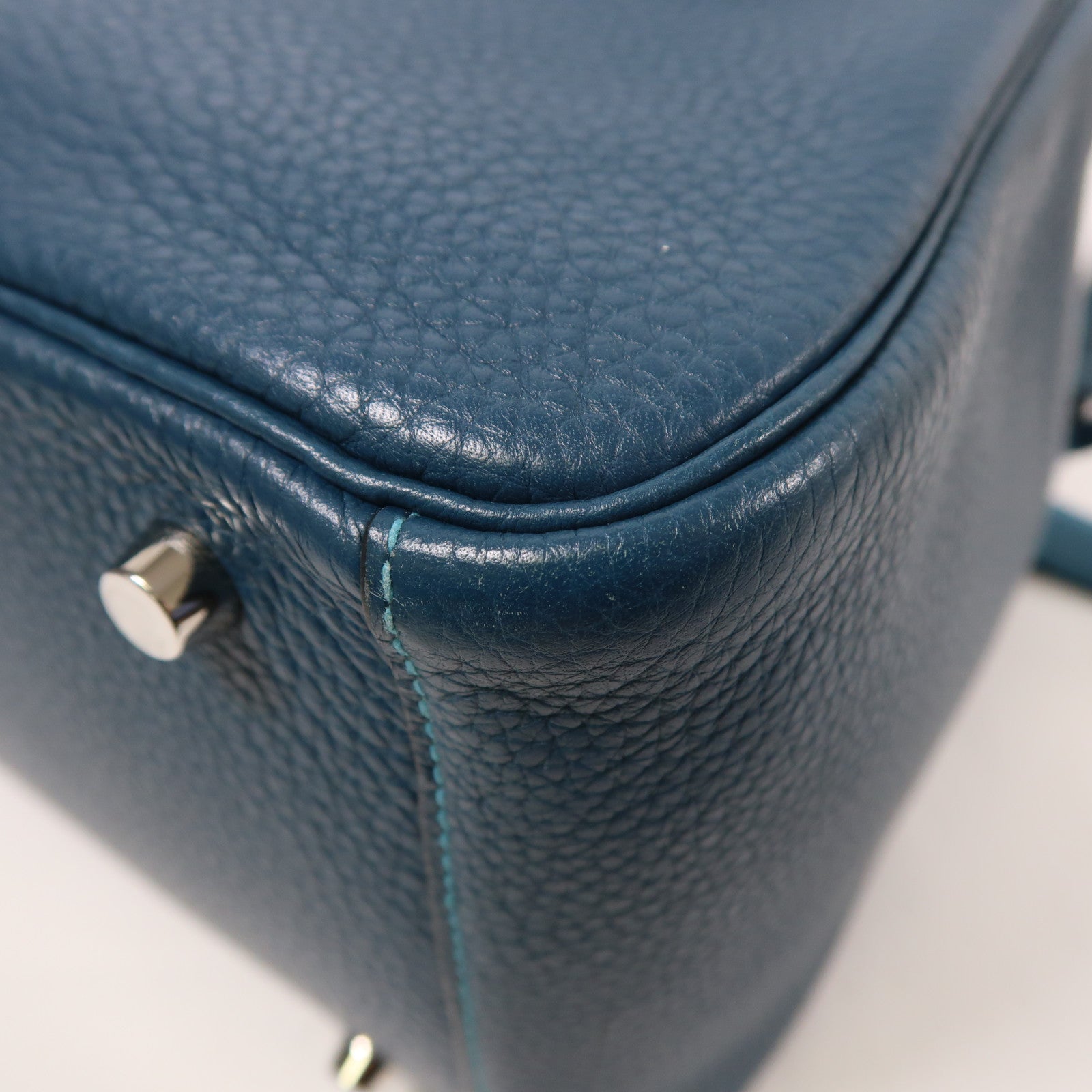 HERMES 皮革Lindy 30手挽肩背兩用袋Turquoise/Bleu Izmir