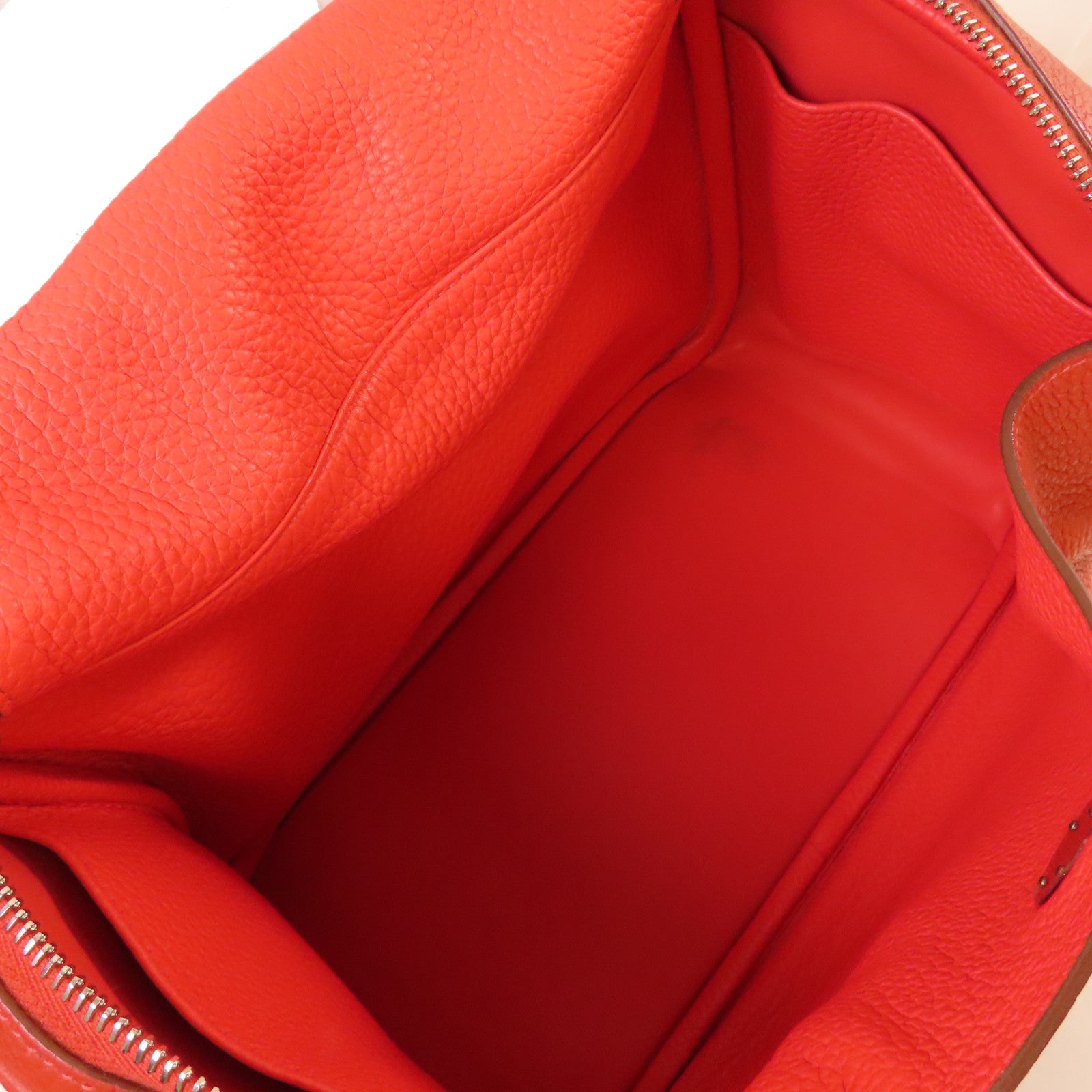 HERMES Clemence皮革Lindy 30 Shoulder Bag銀扣肩背袋Sanguine三文魚色/Rouge Pivoine牡丹紅色