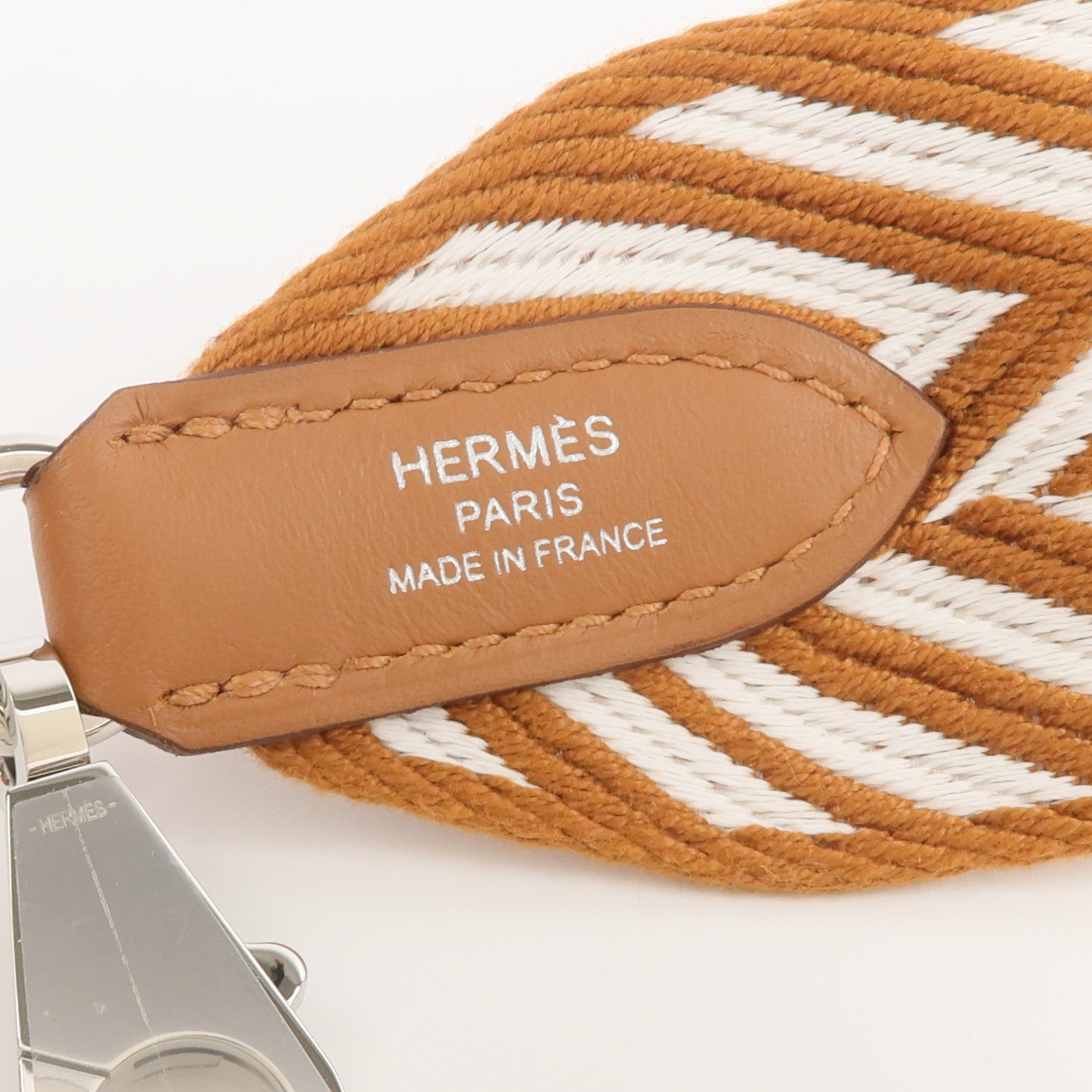 HERMES 帆布/Swift皮革Sangle Zigza Bag Strap肩帶Gold/Blanc