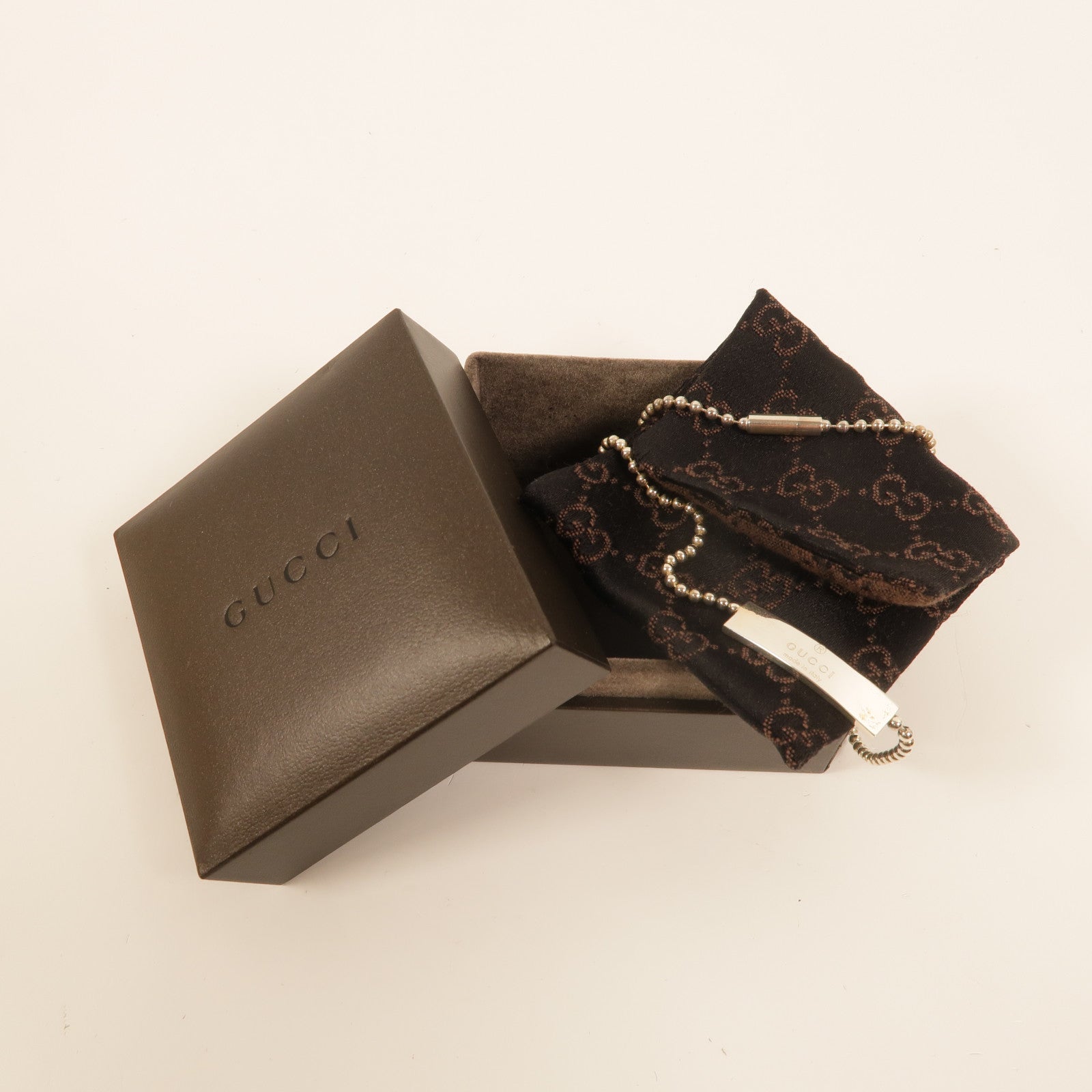 GUCCI 925純銀Plate Ball Chain Necklace項鍊