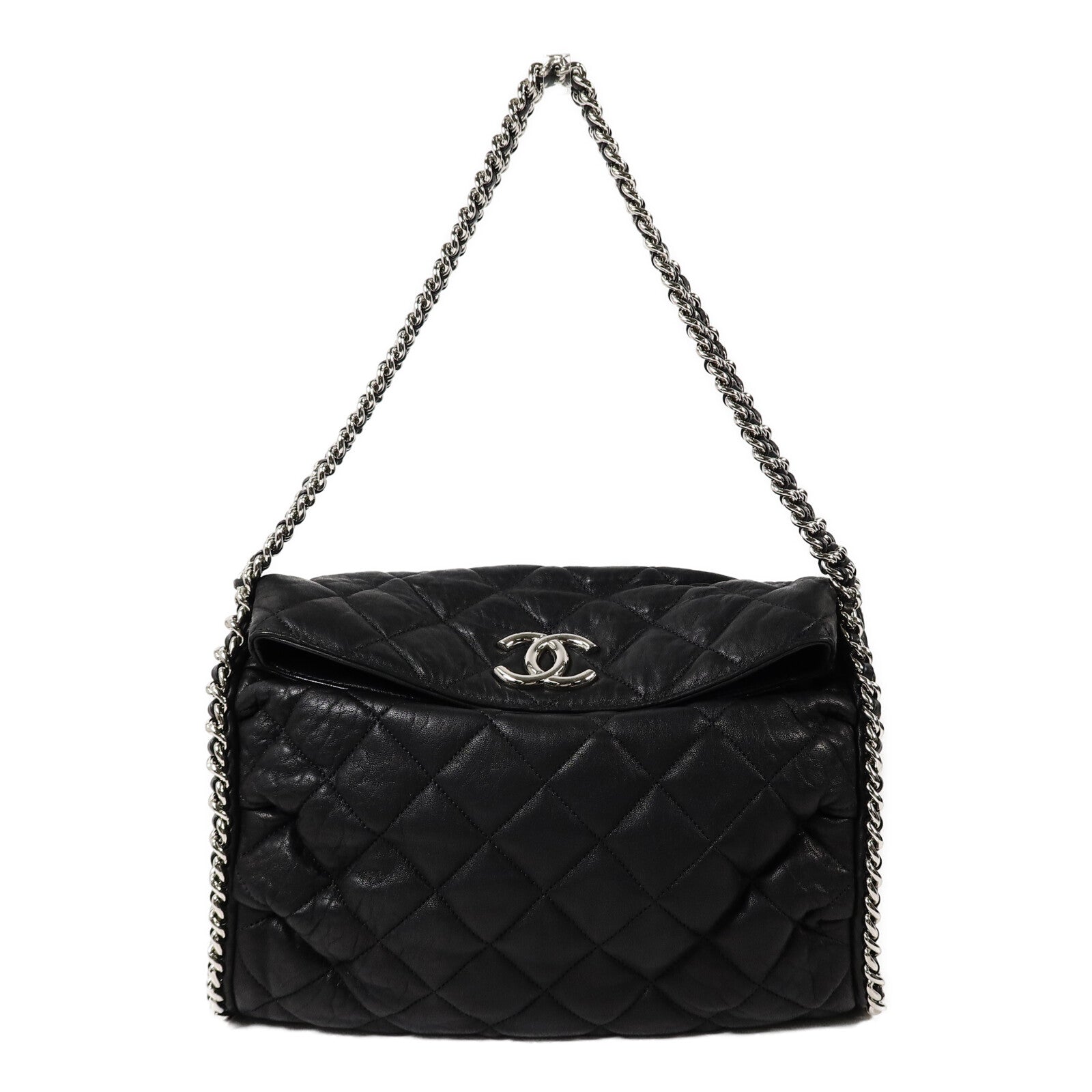 CHANEL 牛皮皮革Chain Around Hobo Bag鏈帶肩背袋