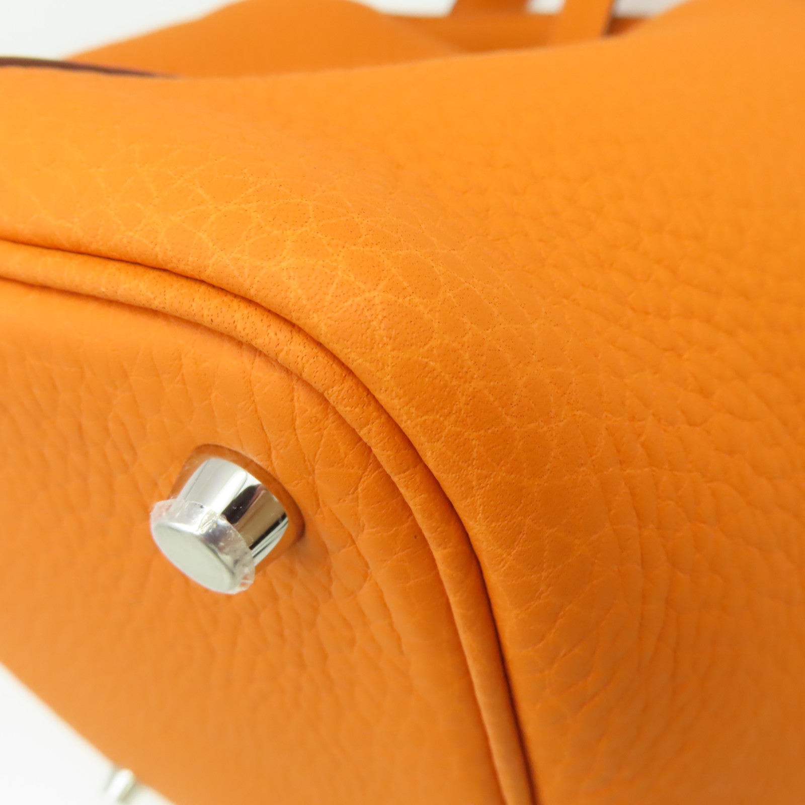 HERMES 【清倉大減價】Clemence皮革Picotin PM Tote Bag銀扣手挽袋橙色