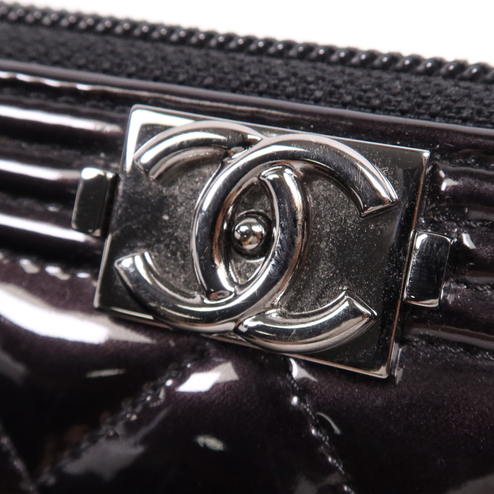 CHANEL 漆皮皮革Long Wallet銀扣長錢包