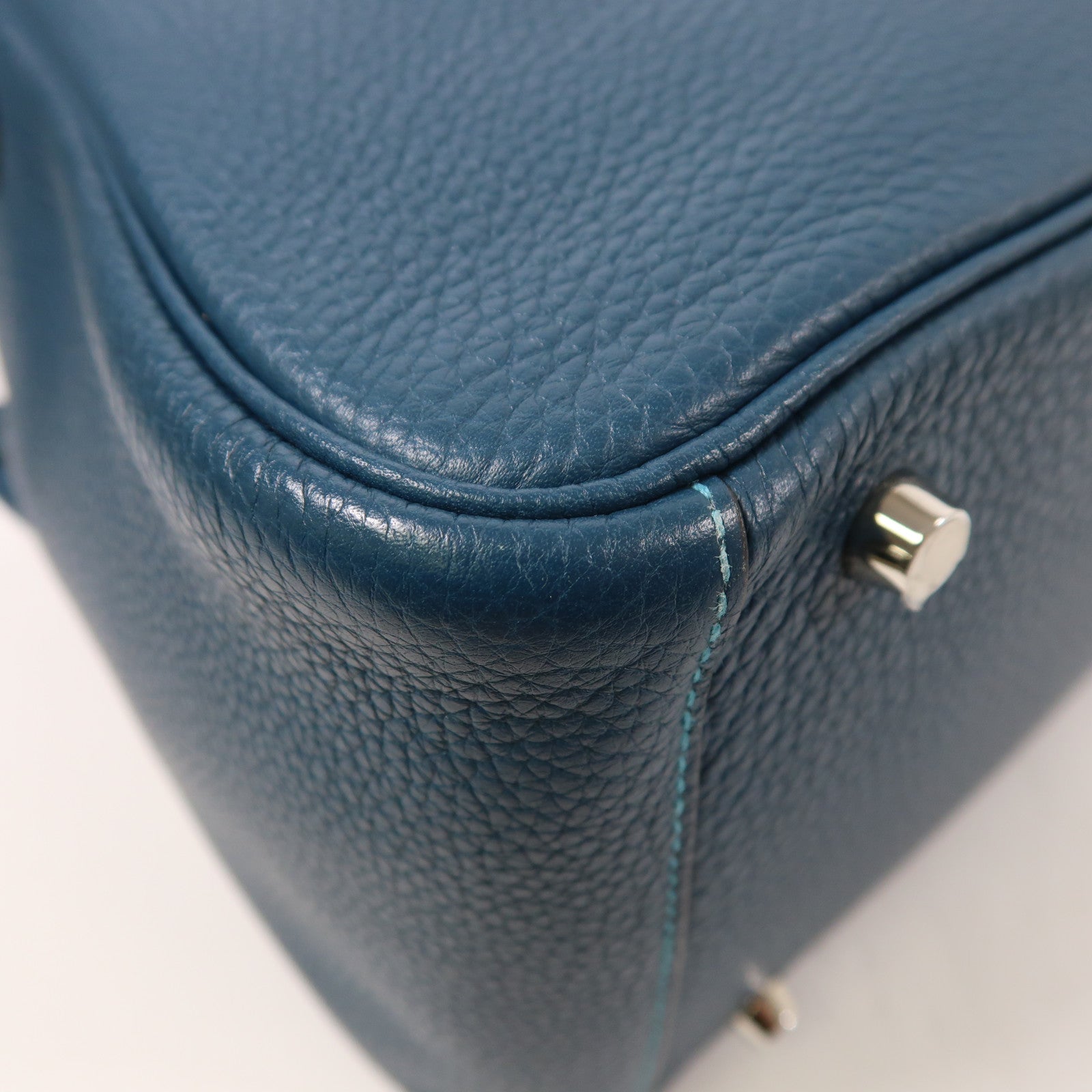 HERMES 皮革Lindy 30手挽肩背兩用袋Turquoise/Bleu Izmir