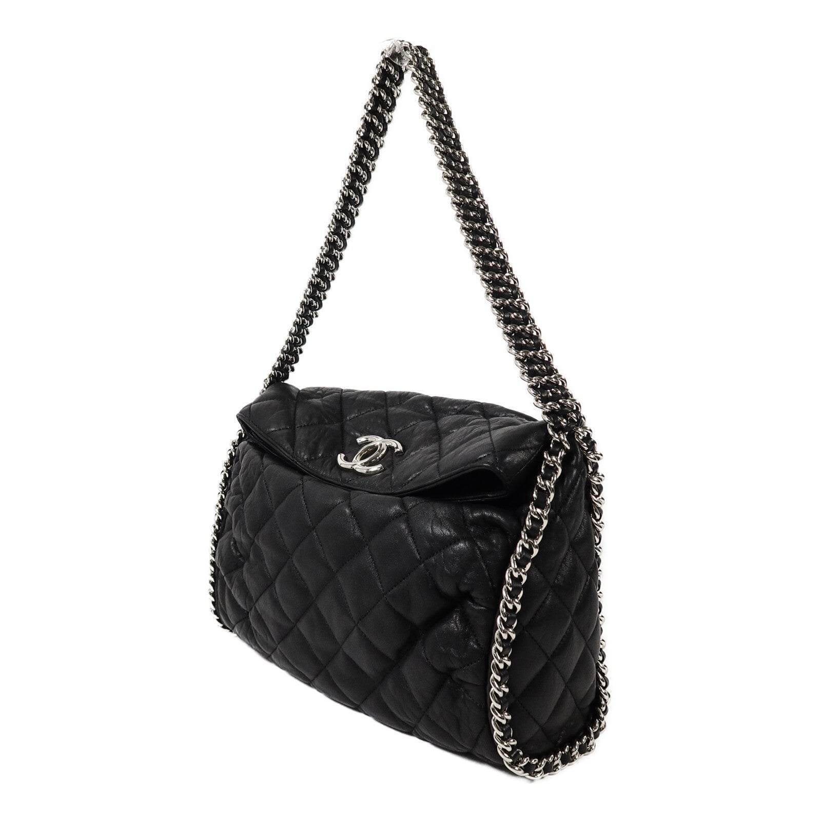 CHANEL 牛皮皮革Chain Around Hobo Bag鏈帶肩背袋