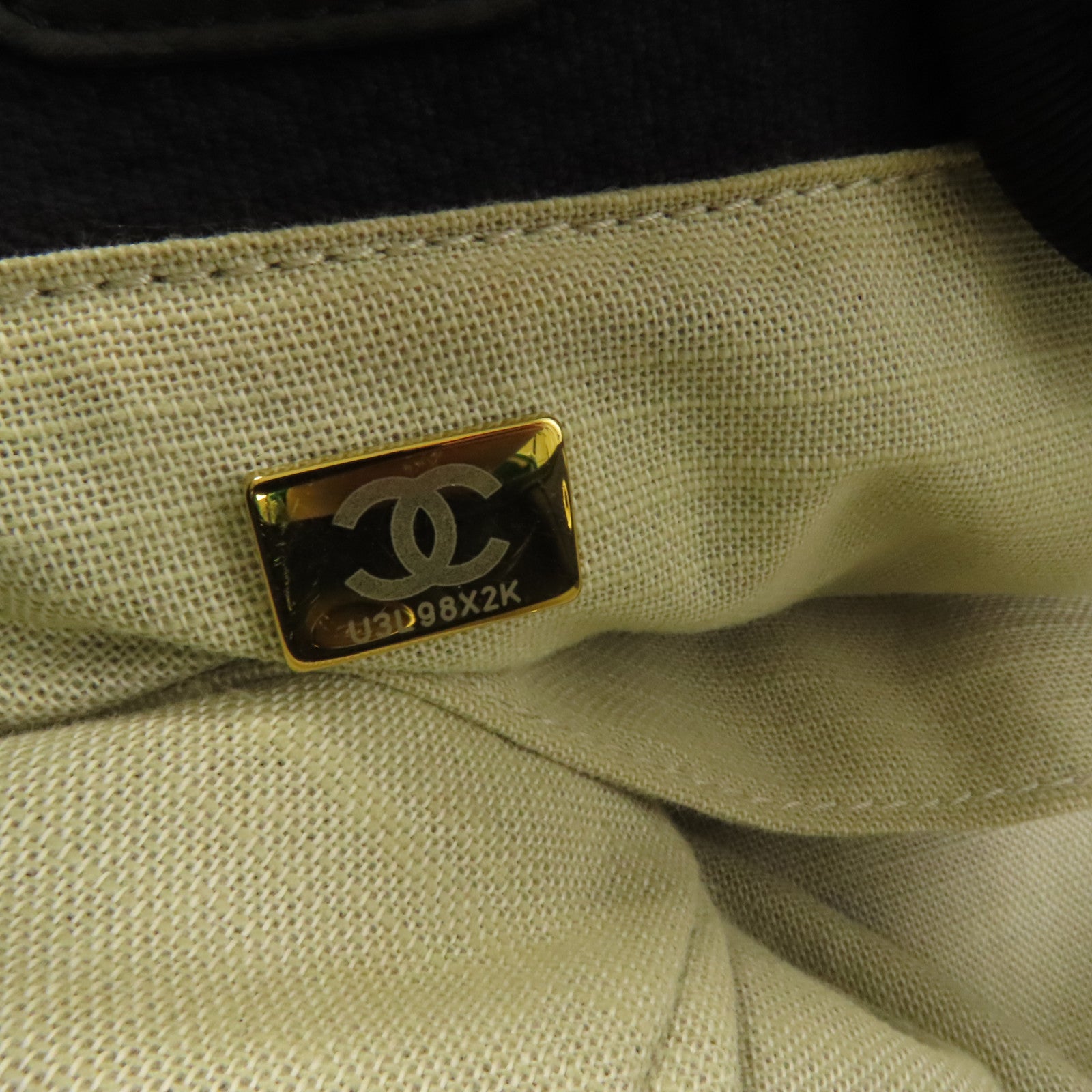 CHANEL 帆布Deauville Tote金扣手挽肩背兩用袋