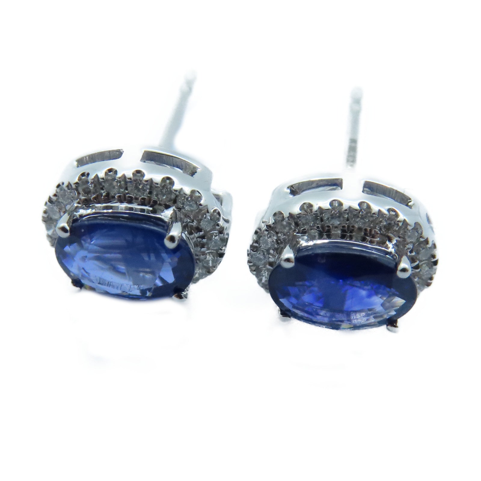 JEWELRY 18K白金 Blue Sapphire Earrings 0.75ct藍寶石/0.81ct鑽石耳環