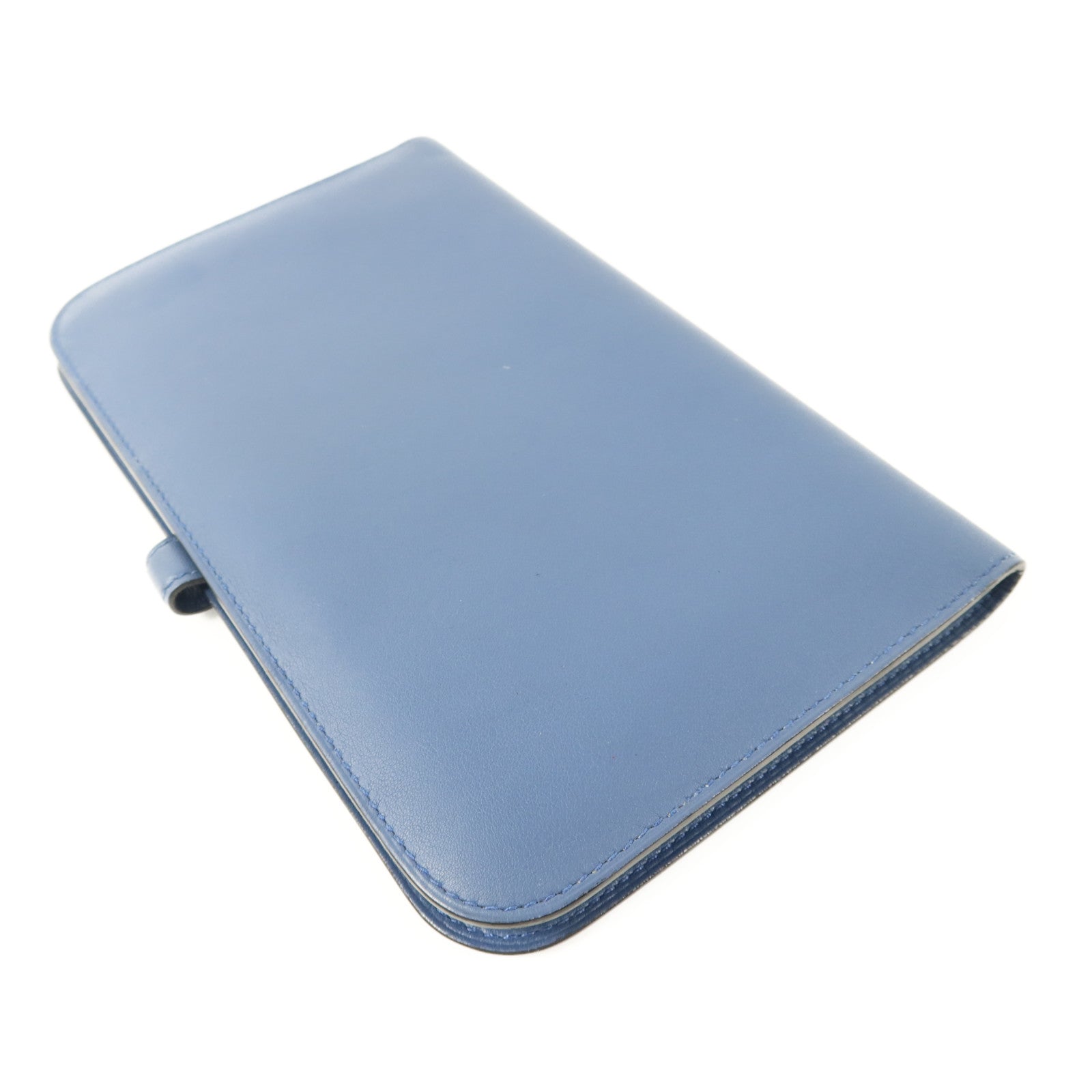 HERMES Swift皮革Dogon GM銀扣長錢包Blue Agate