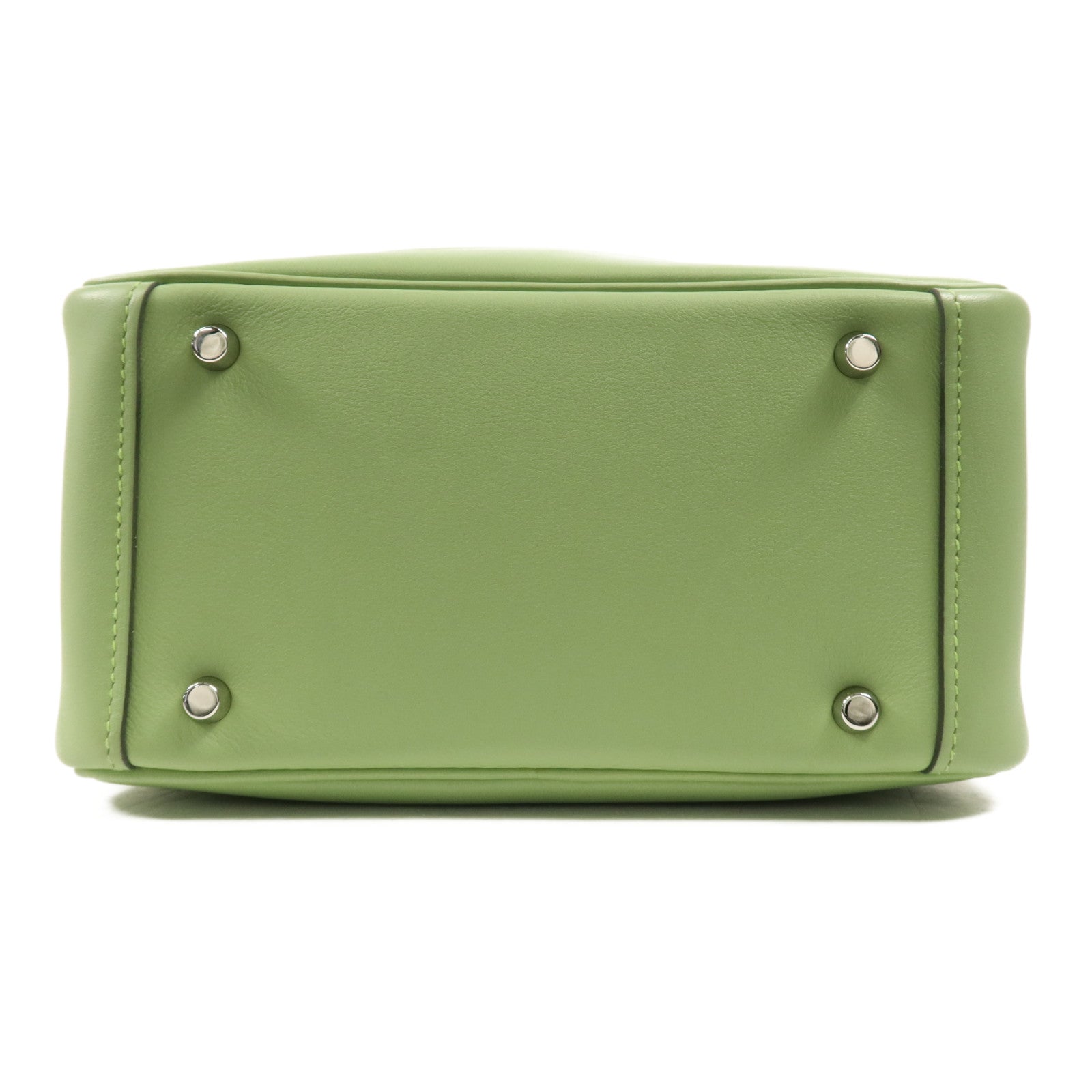 HERMES Swift皮革Mini Lindy銀扣手挽肩背兩用袋Vert Criquet