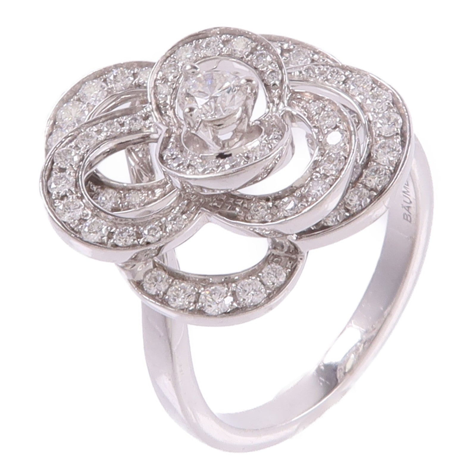 CHANEL 18K白金Camellia Ring鑽石戒指