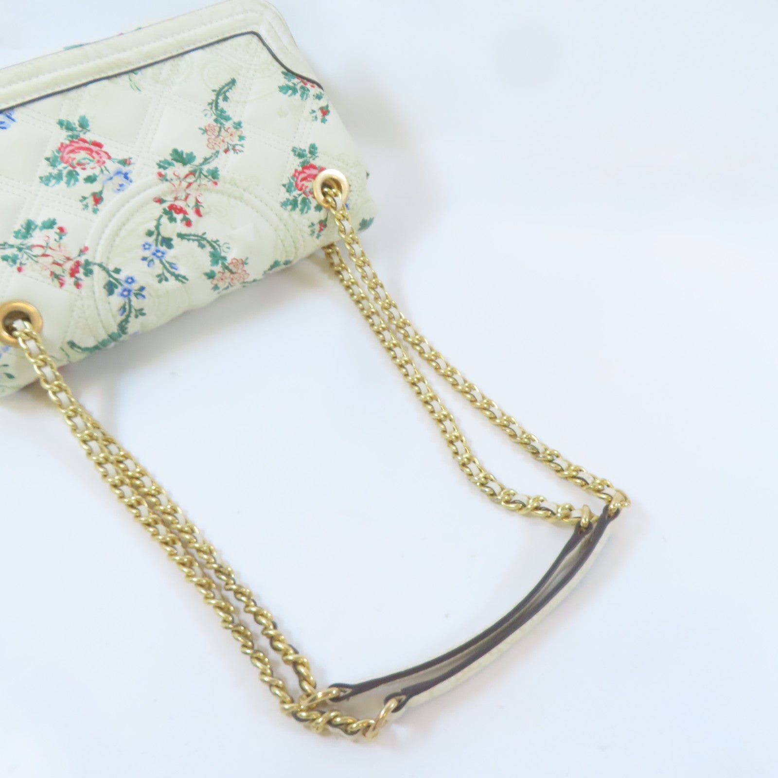 Tory Burch 【激減優惠】牛皮皮革Chain Shoulder Bag金扣鏈帶肩背袋白色