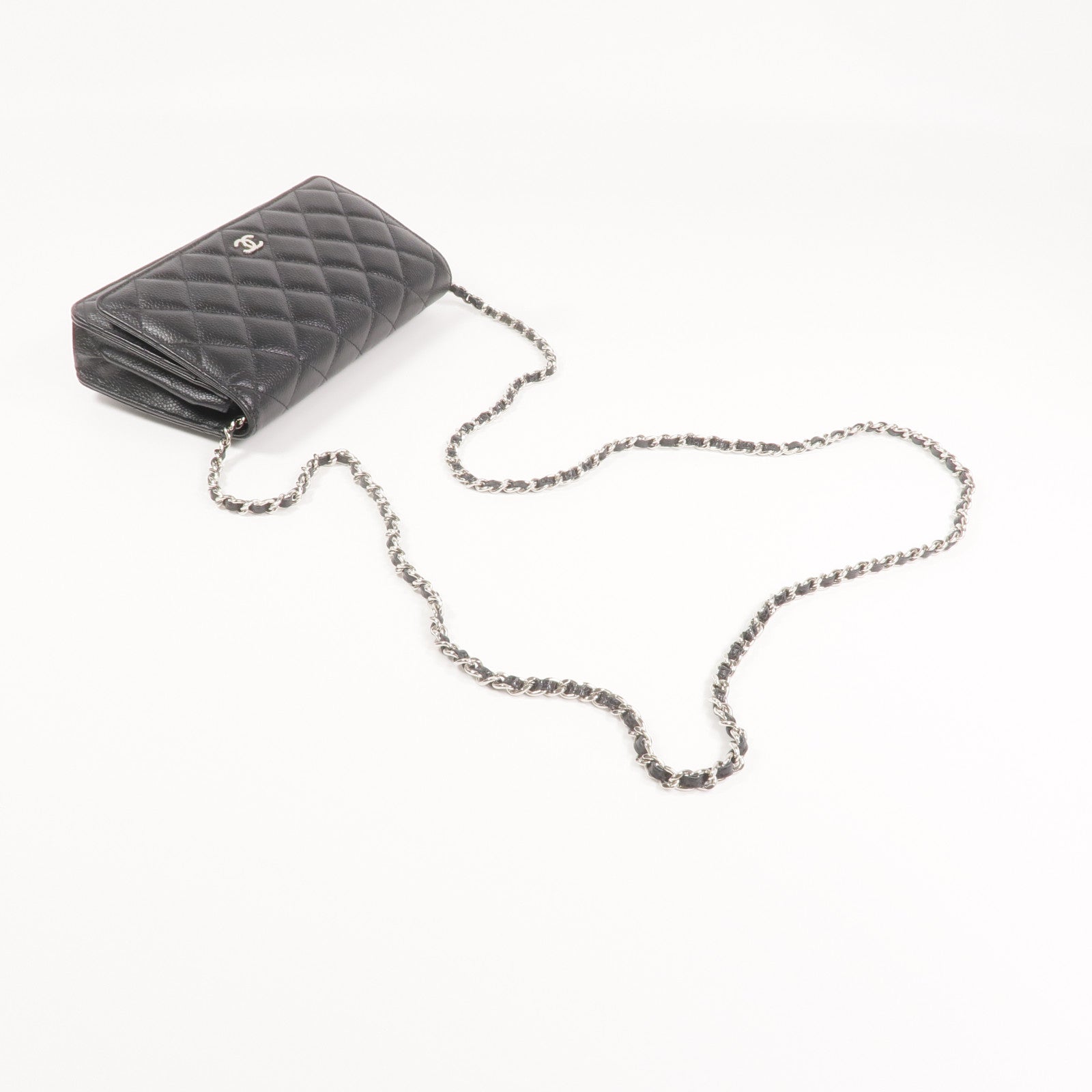 CHANEL 牛皮皮革WOC Wallet On Chain銀扣鏈帶肩背袋