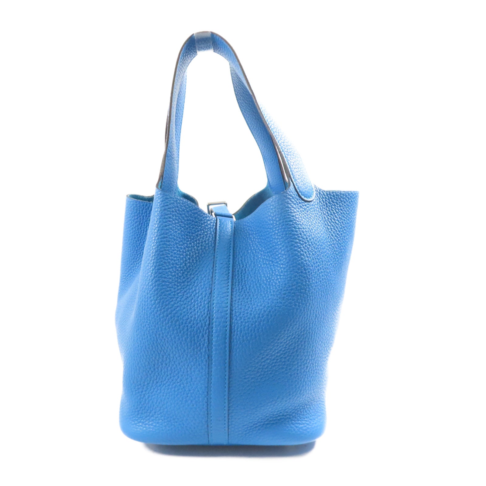 HERMES Clemence皮革Picotin MM銀扣手挽袋Mykonos