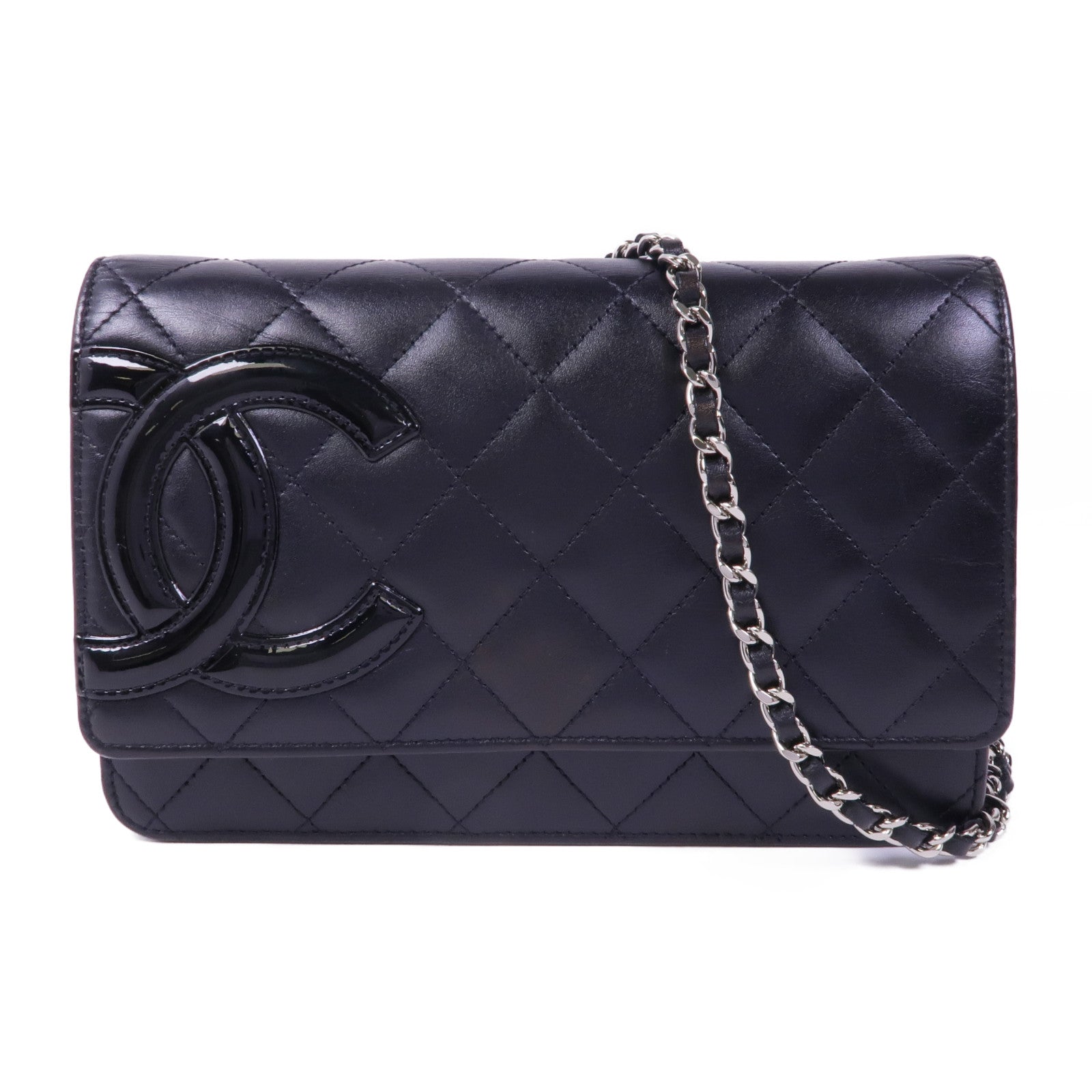 CHANEL 牛皮皮革Cambon Wallet On Chain銀扣鏈帶肩背袋