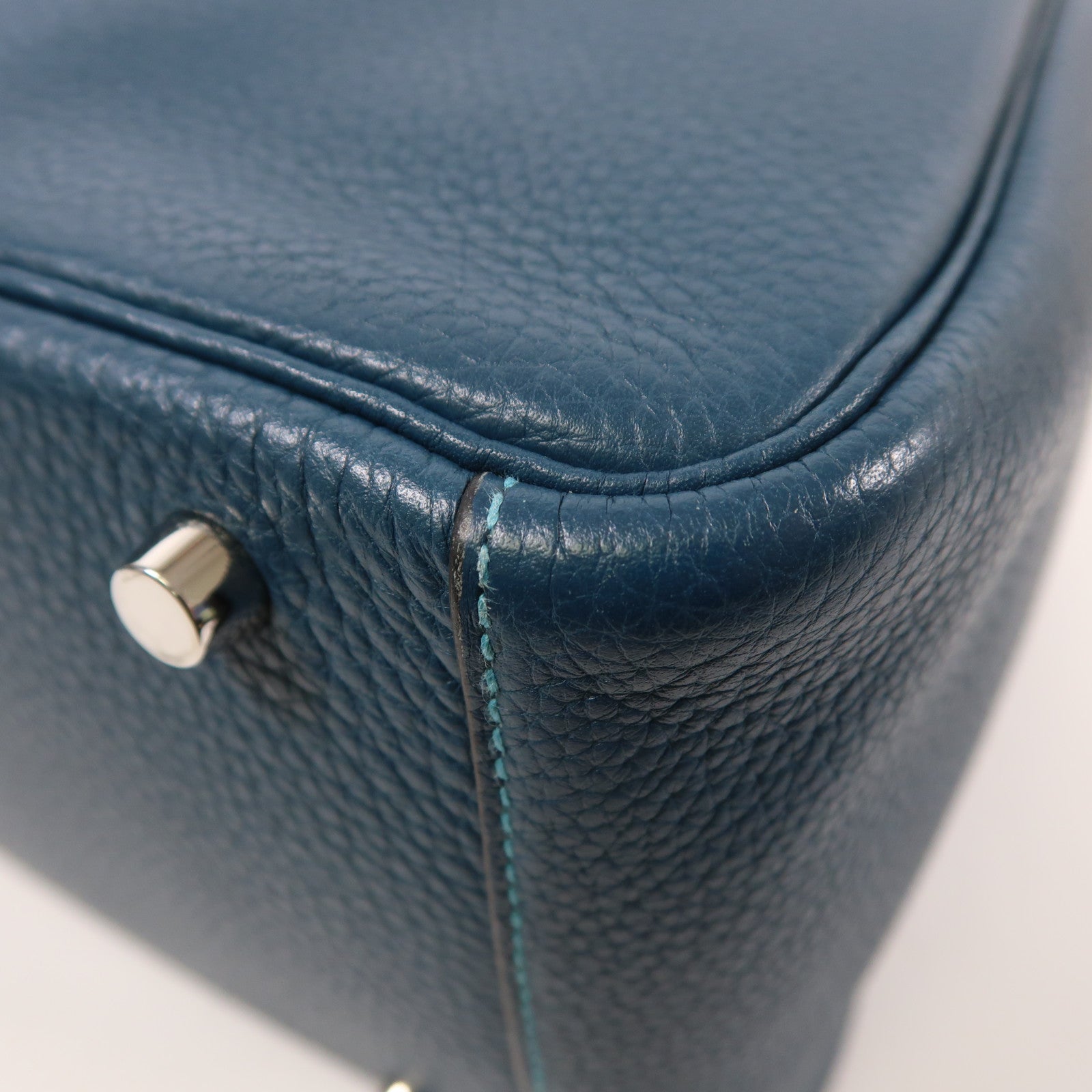 HERMES 皮革Lindy 30手挽肩背兩用袋Turquoise/Bleu Izmir
