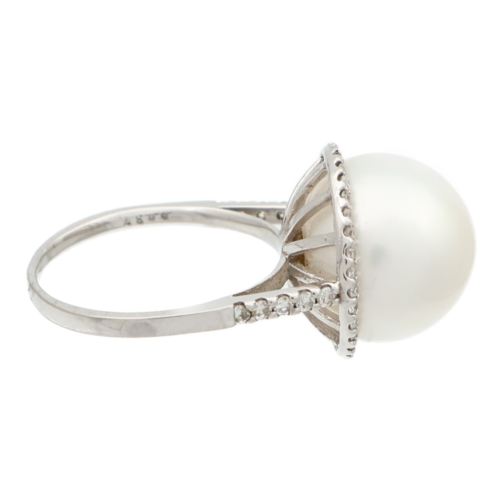 JEWELRY PT900鉑金Pearl Diamond Ring珍珠/鑽石戒指