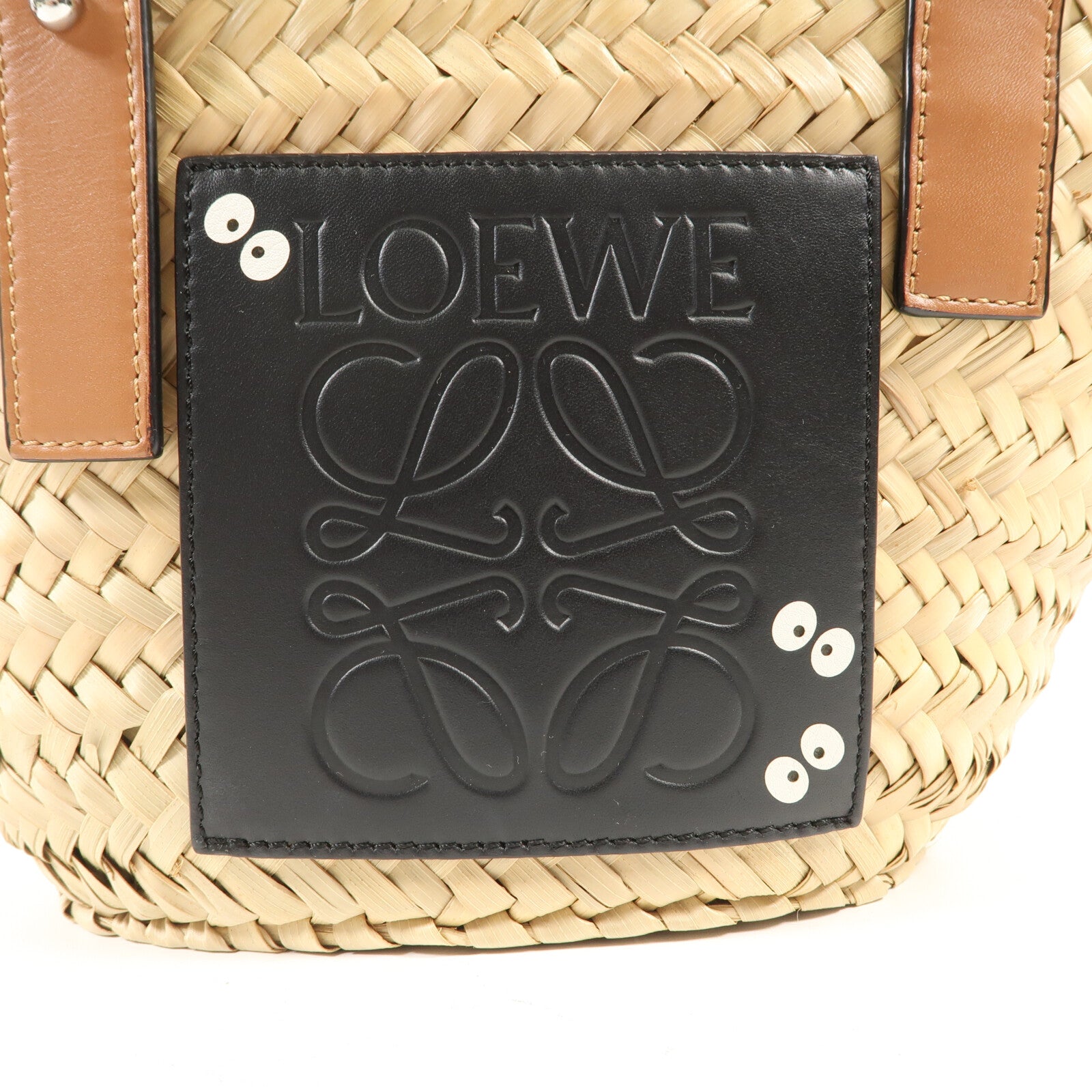 LOEWE 牛皮皮革/酒椰Studio Ghibli Dust Bunnies Small Basket銀扣手挽袋