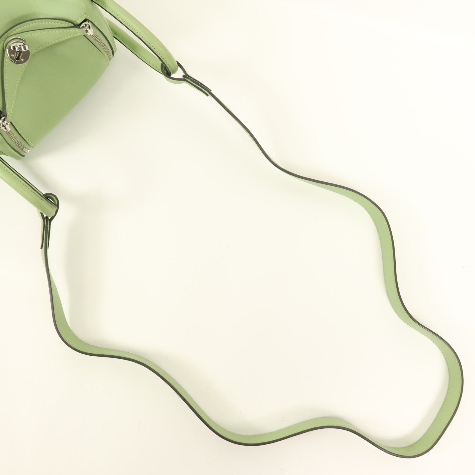 HERMES Swift皮革Mini Lindy銀扣手挽肩背兩用袋Vert Criquet