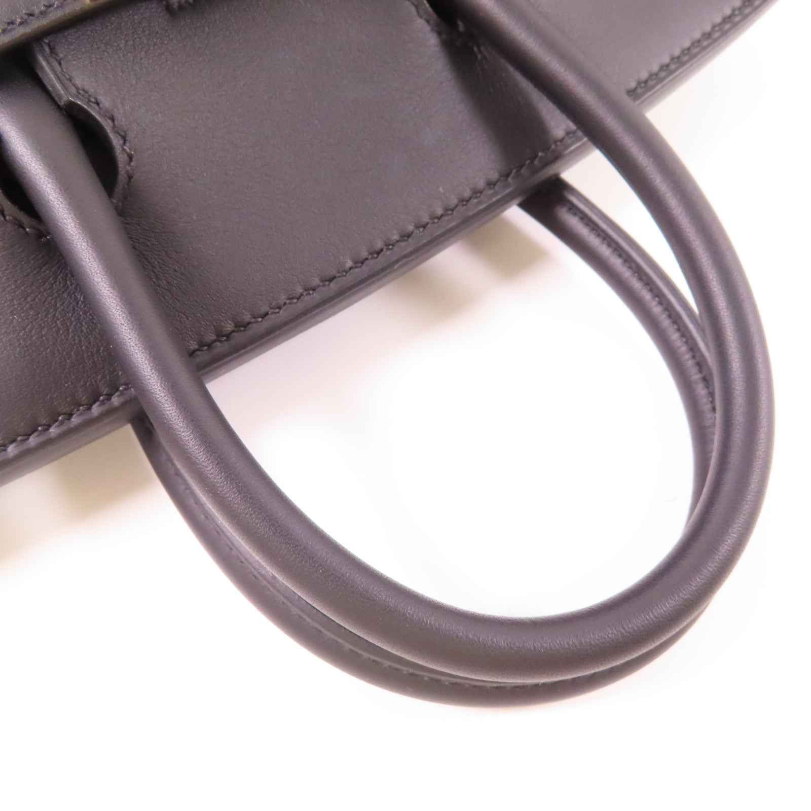 HERMES Swift皮革/Toile Birkin 25金扣手挽袋Noir/Blue Egee