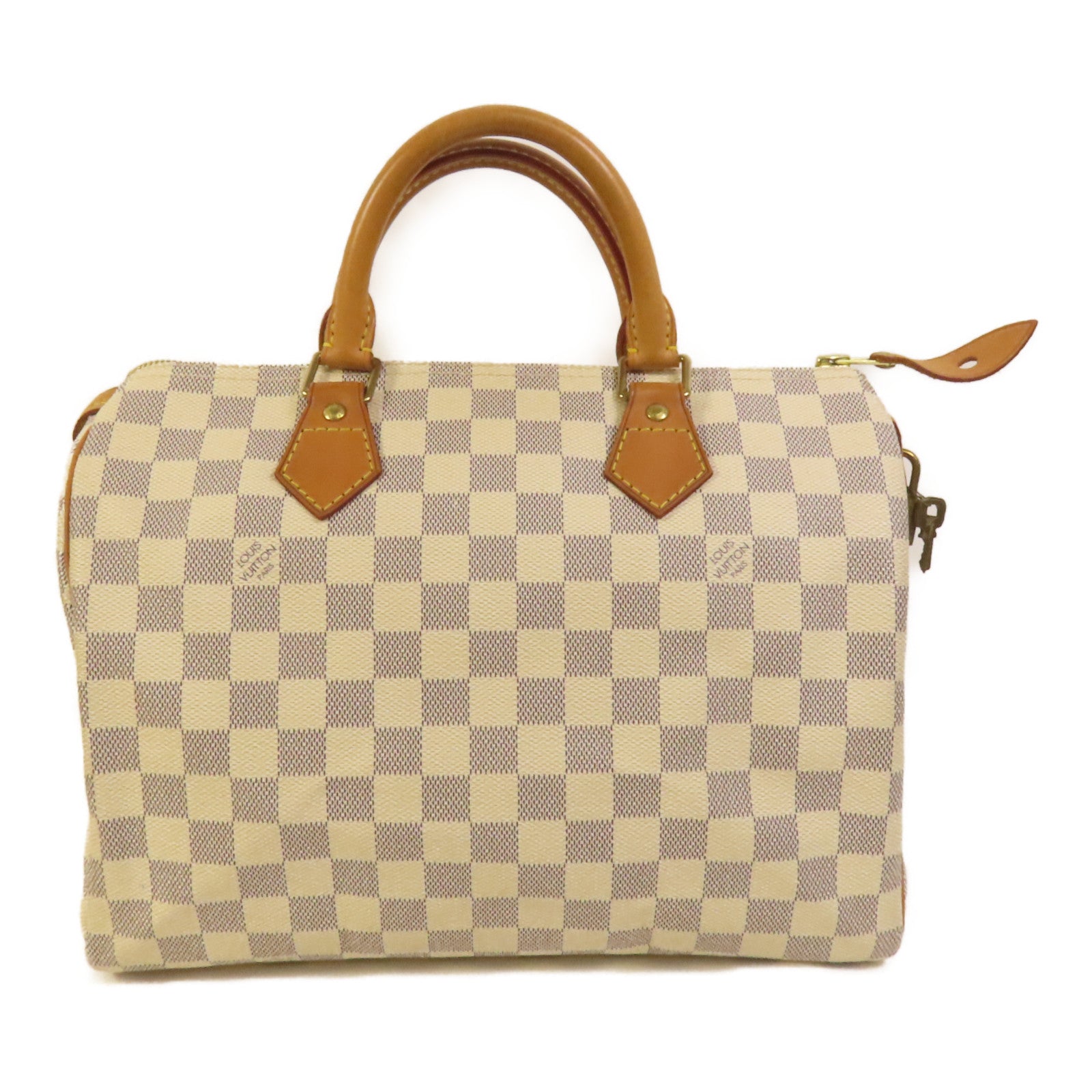 LOUIS VUITTON Damier Azur Speedy 30金扣手挽袋