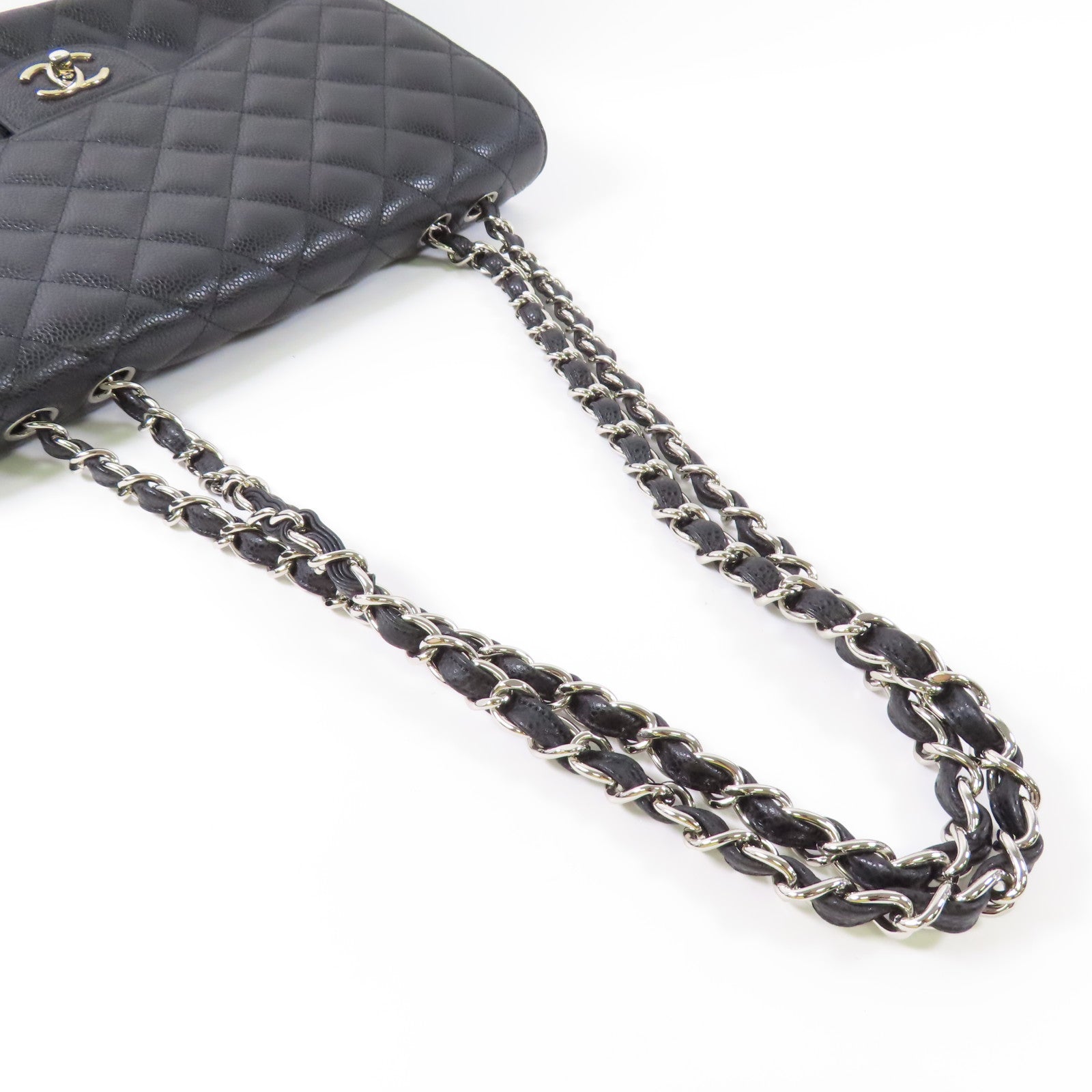 CHANEL 牛皮皮革Large Classic金扣鏈帶肩背袋