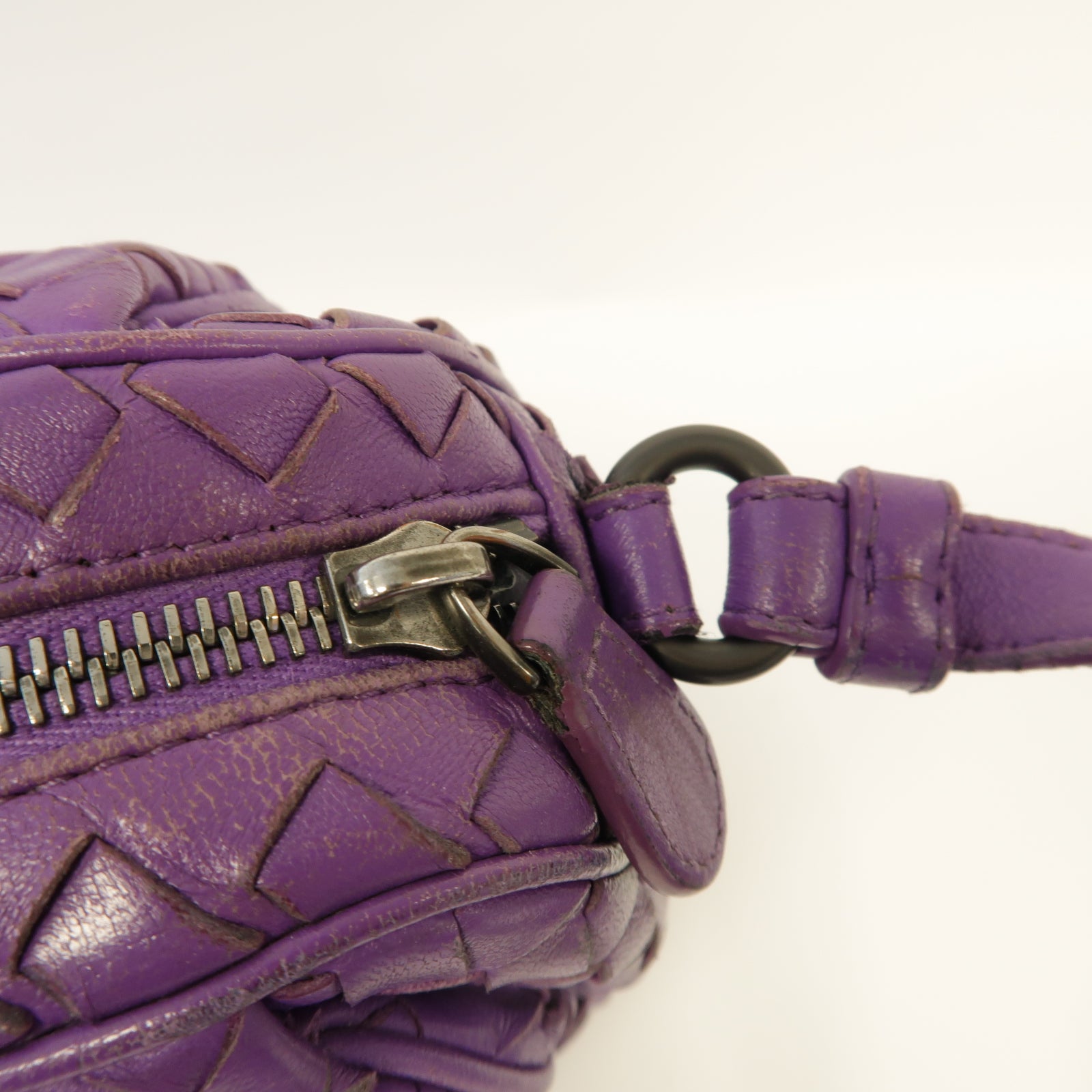 BOTTEGA VENETA 【激減優惠】織紋皮革Shoulder Bag銀扣肩背袋紫色