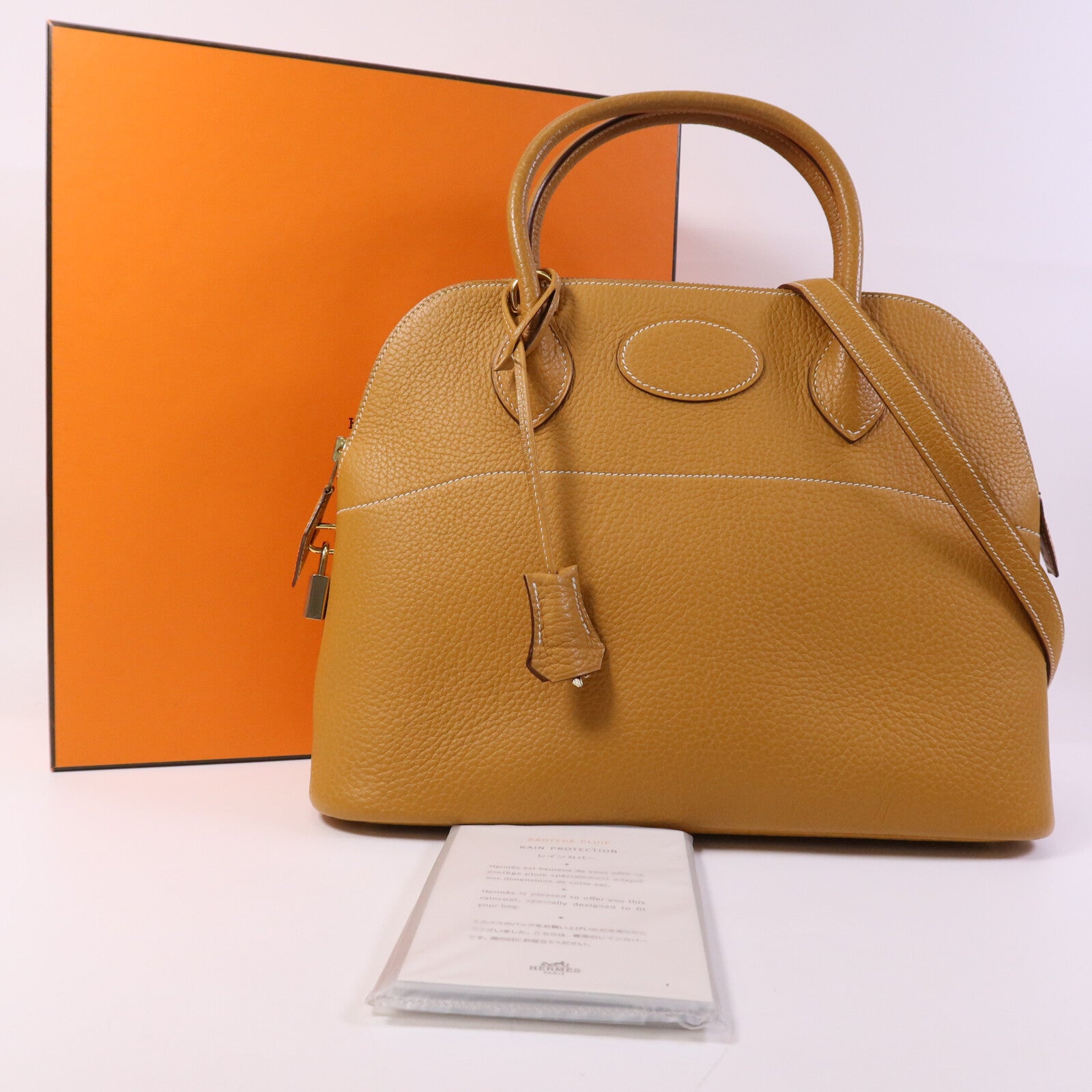 HERMES 【激減優惠】Togo皮革Bolide 31金扣手挽肩背兩用袋Gold