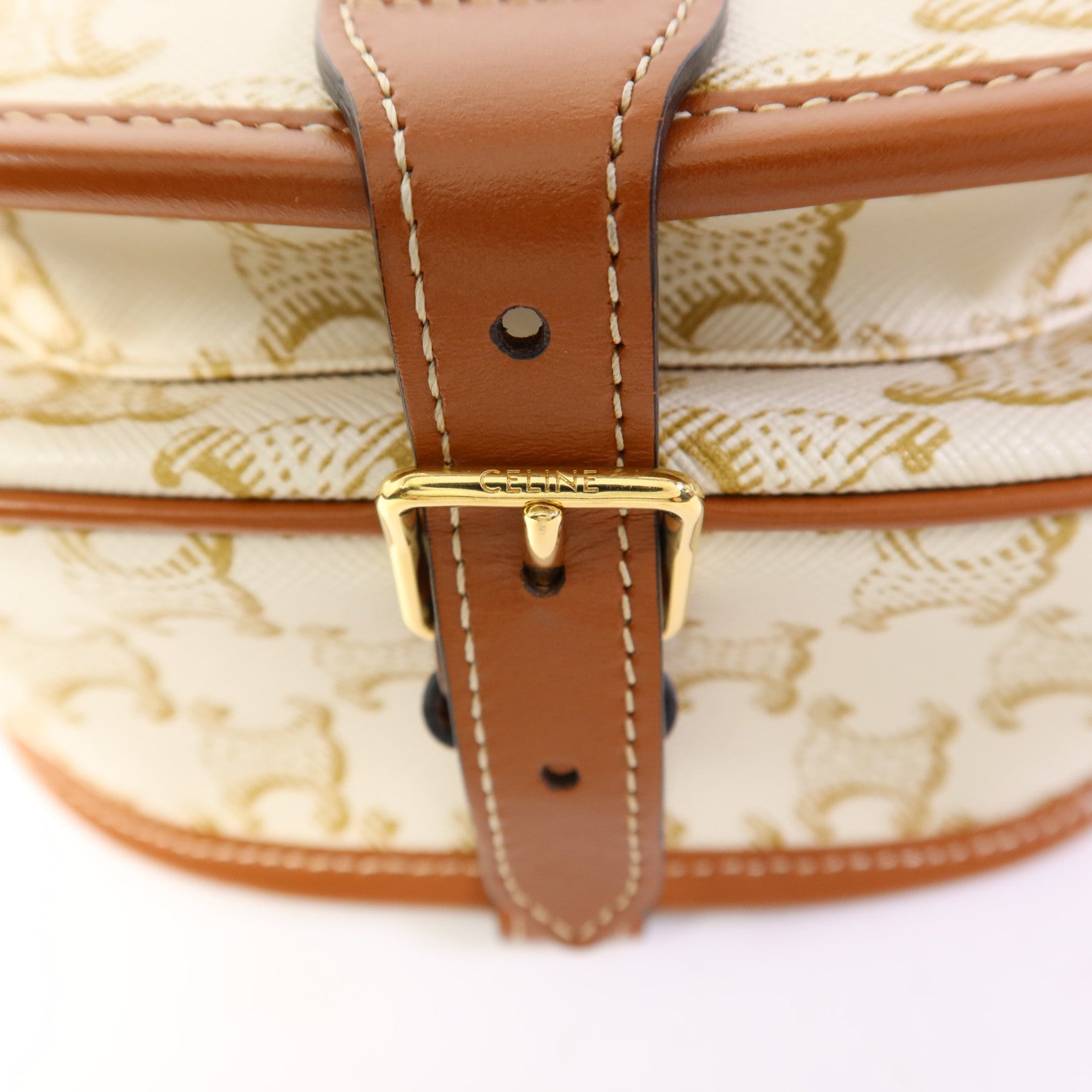 CELINE 塗層帆布Folco金扣肩背袋