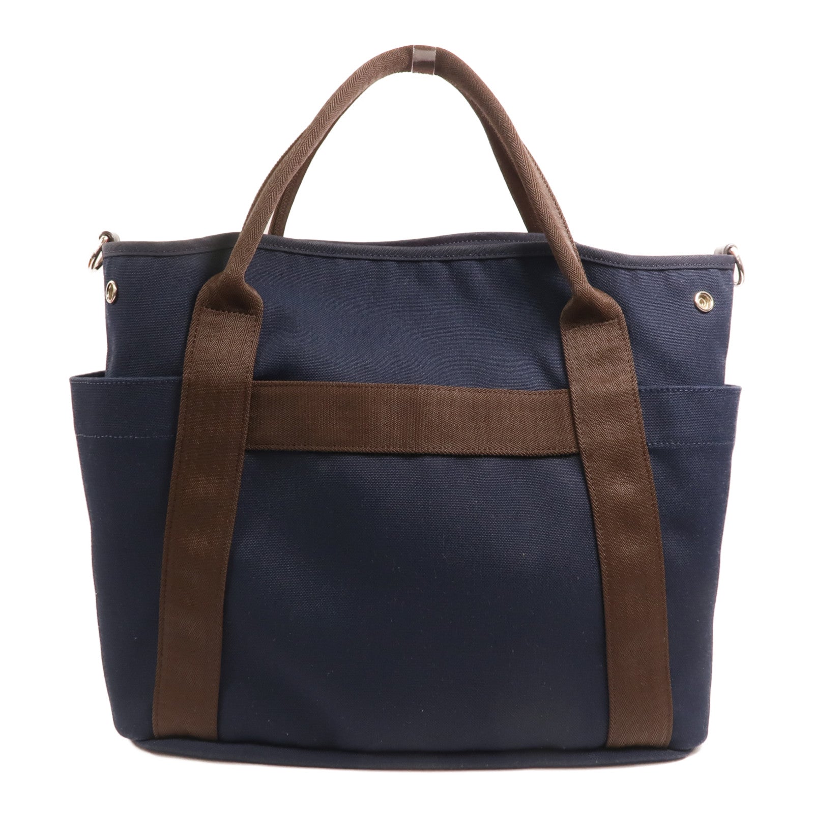 HERMES 帆布Grooming Bag銀扣手挽肩背兩用袋