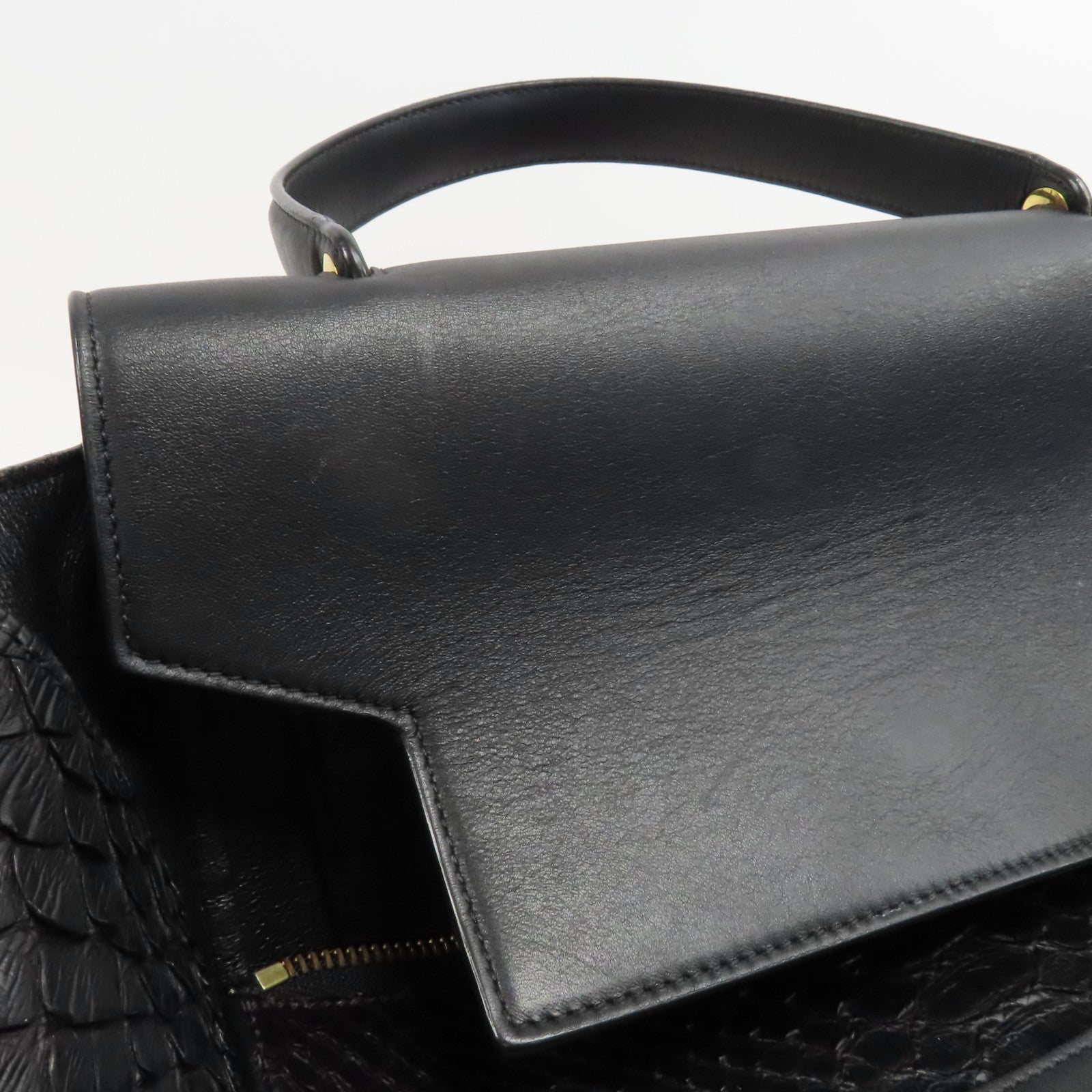 CELINE 【激減優惠】蛇皮皮革Belt Bag金扣手挽肩背兩用袋黑色