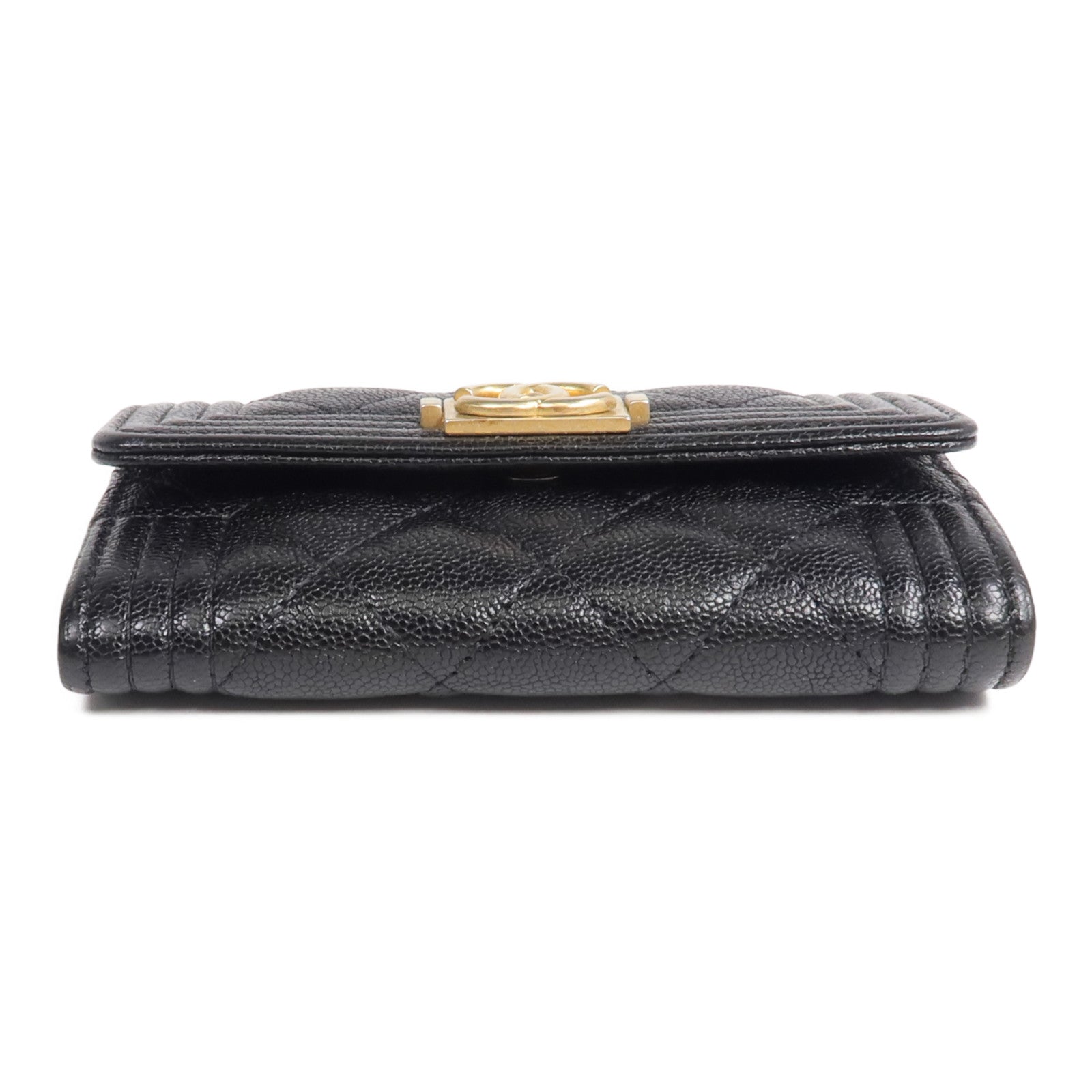 CHANEL 牛皮皮革Boy Card Case金扣卡片套