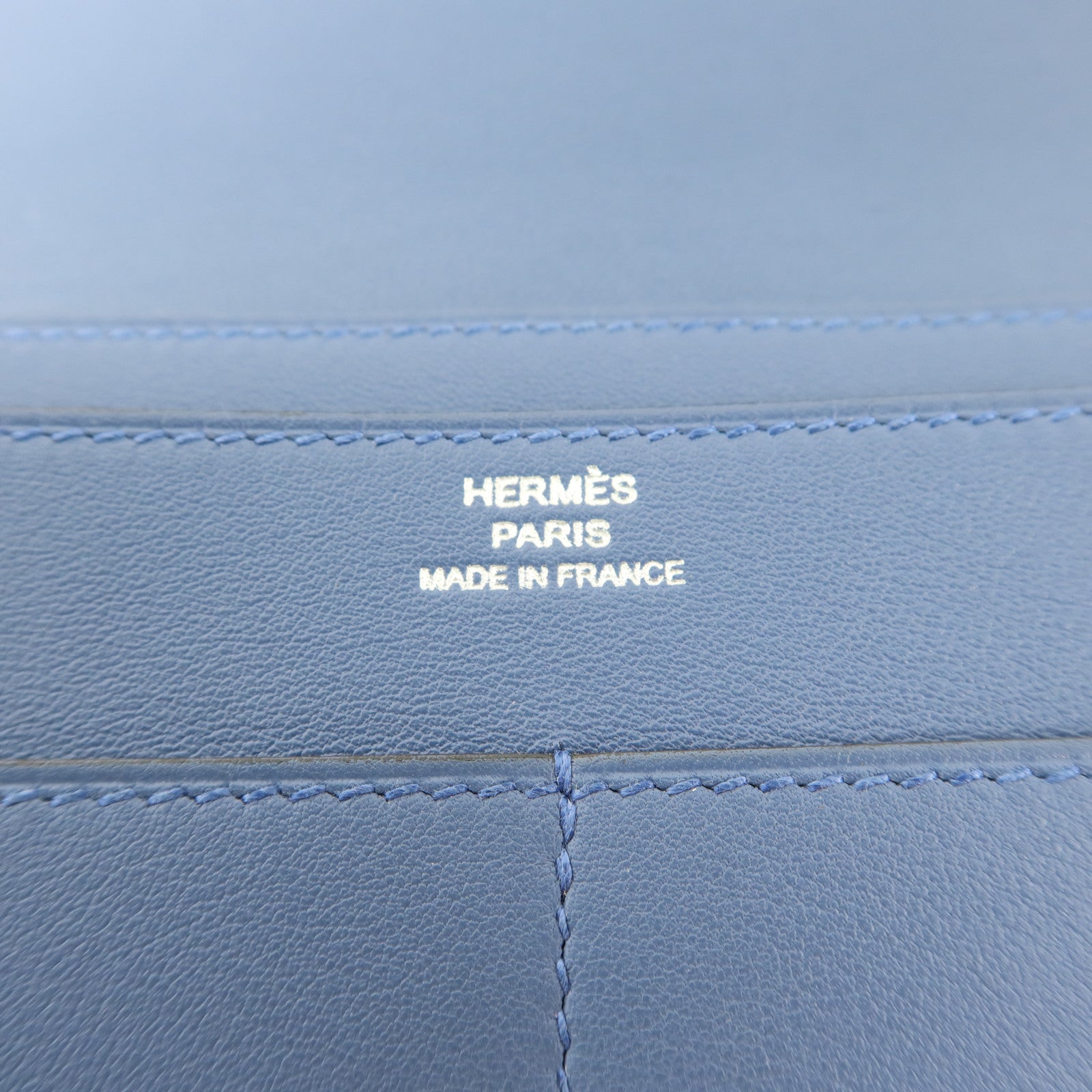 HERMES Swift皮革Dogon GM銀扣長錢包Blue Agate