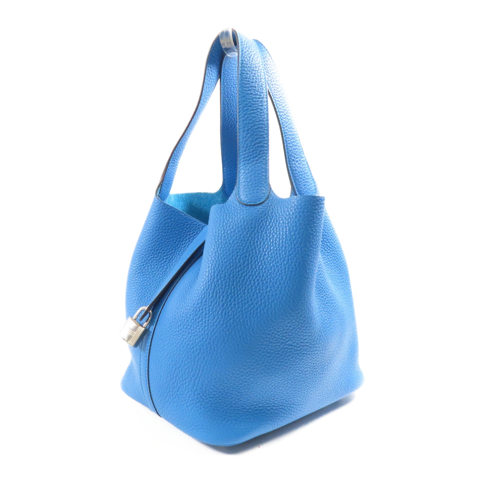 HERMES 【激減優惠】Clemence皮革Picotin MM銀扣手挽袋Mykonos