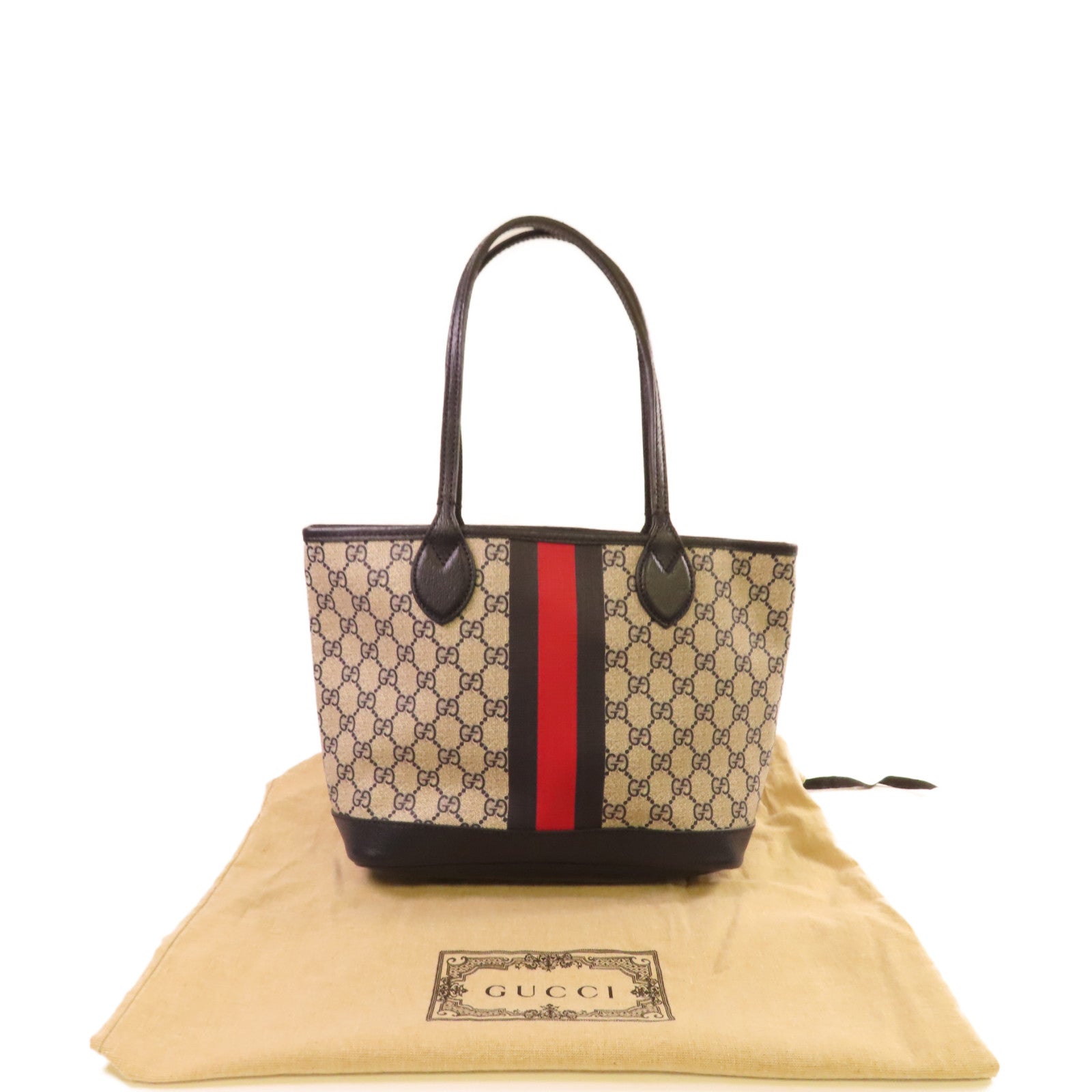 GUCCI 塗層帆布Ophidia Small Tote Bag手挽袋啡色/寶藍色